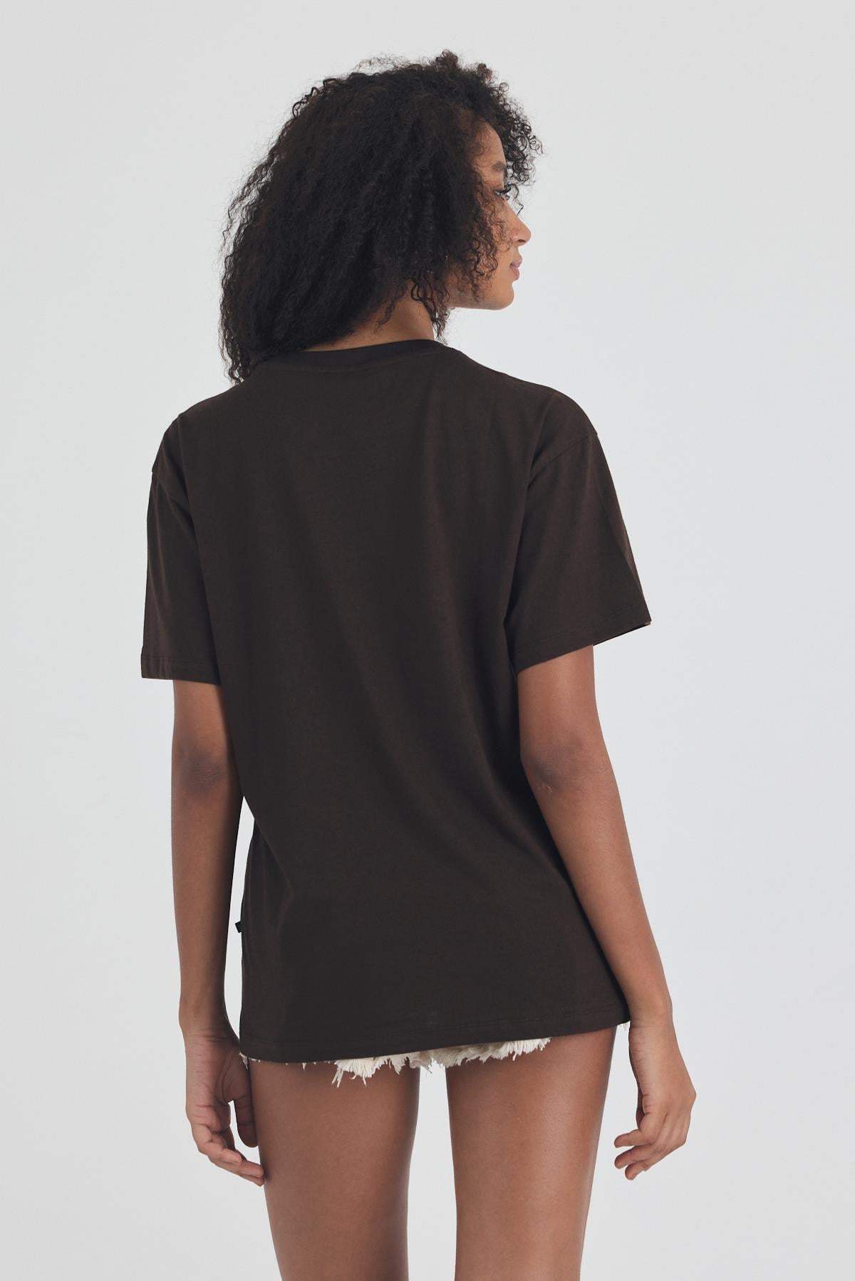 FİHA/3095-KADIN OVERSIZE T-SHIRT - KAHVE