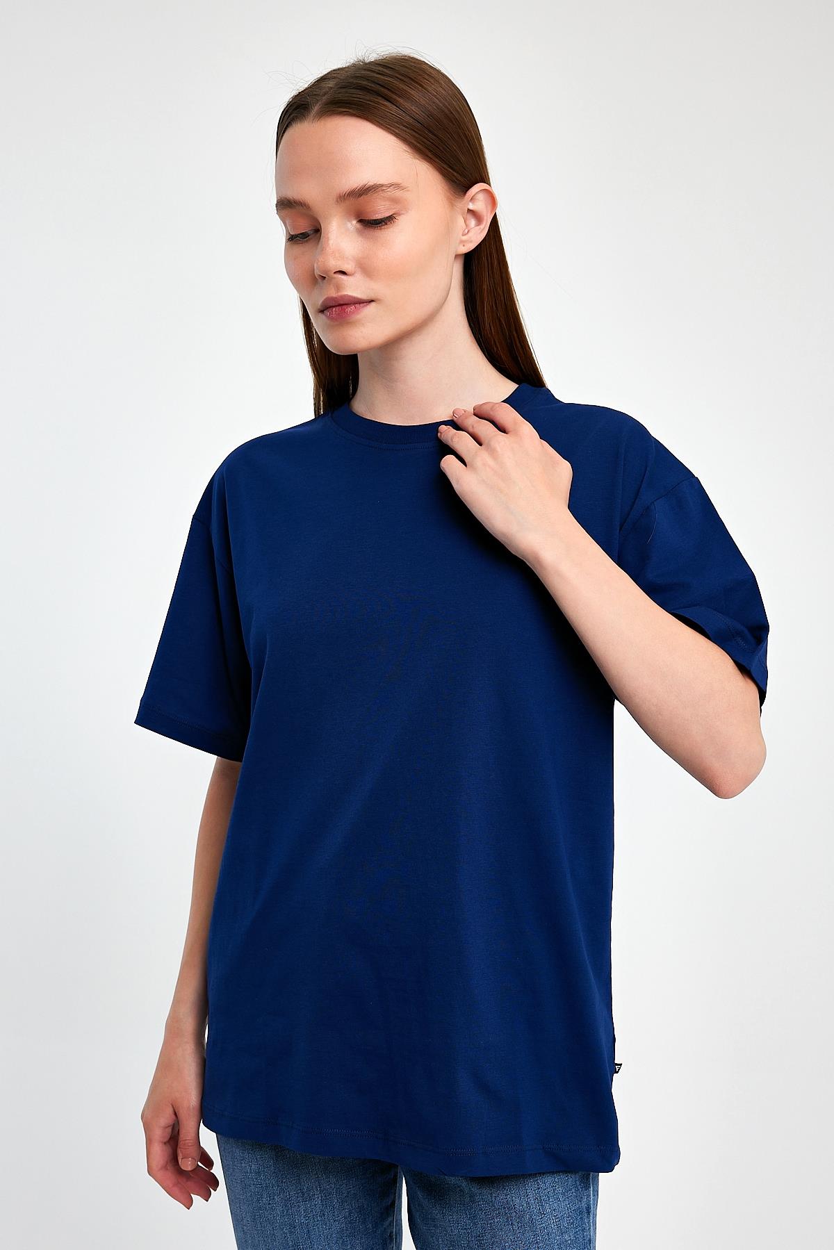 FİHA/3095-KADIN OVERSIZE T-SHIRT - LACİVERT