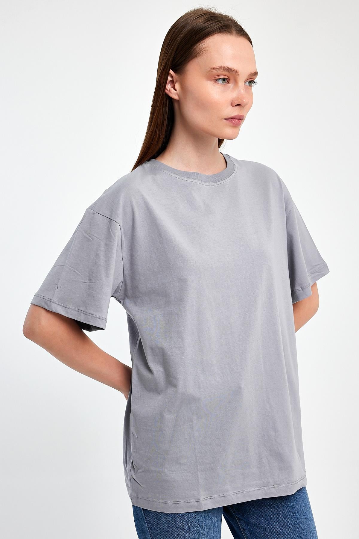 FİHA/3095-KADIN OVERSIZE T-SHIRT - LİLA