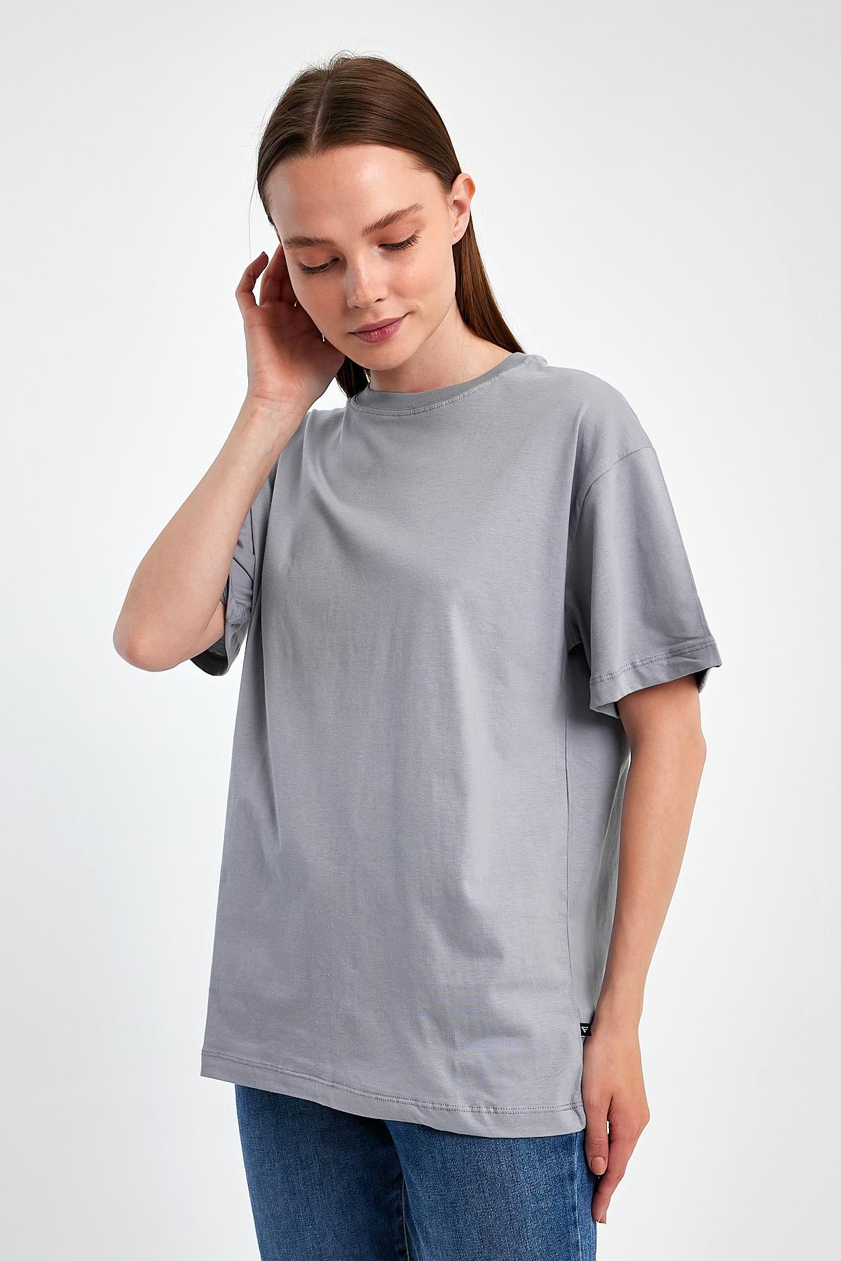 FİHA/3095-KADIN OVERSIZE T-SHIRT - LİLA