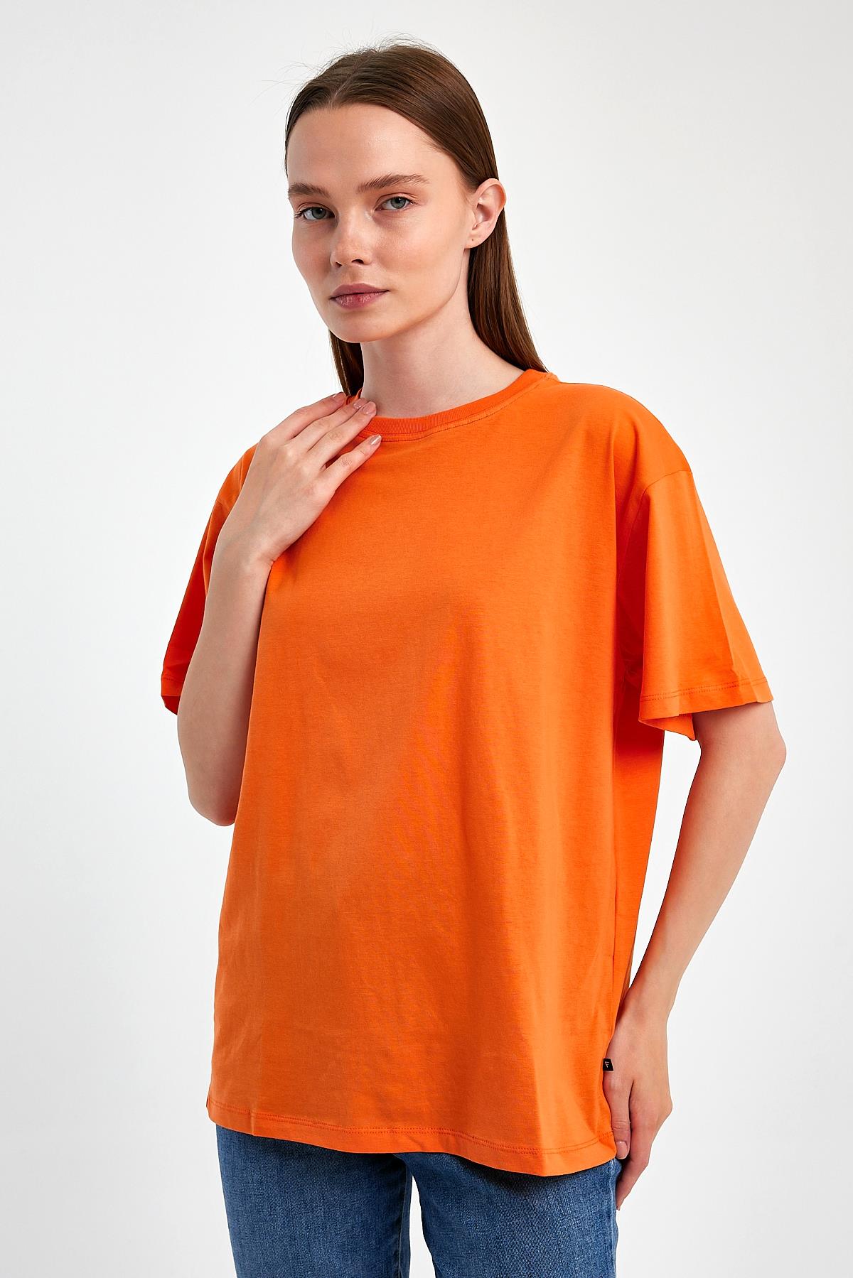 FİHA/3095-KADIN OVERSIZE T-SHIRT - ORANJ