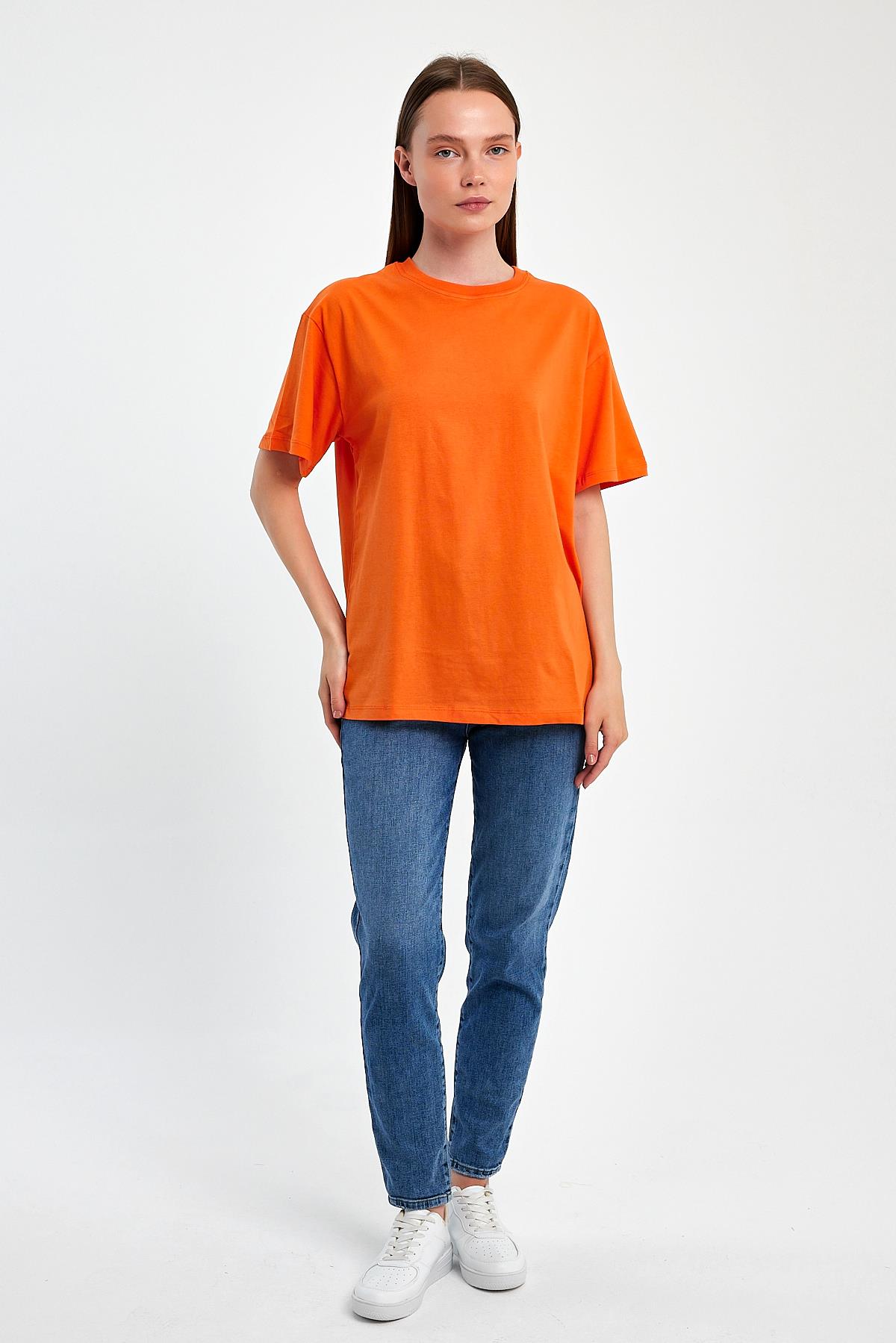 FİHA/3095-KADIN OVERSIZE T-SHIRT - ORANJ