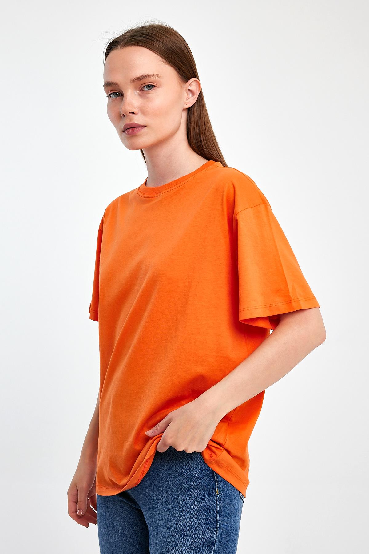 FİHA/3095-KADIN OVERSIZE T-SHIRT - ORANJ