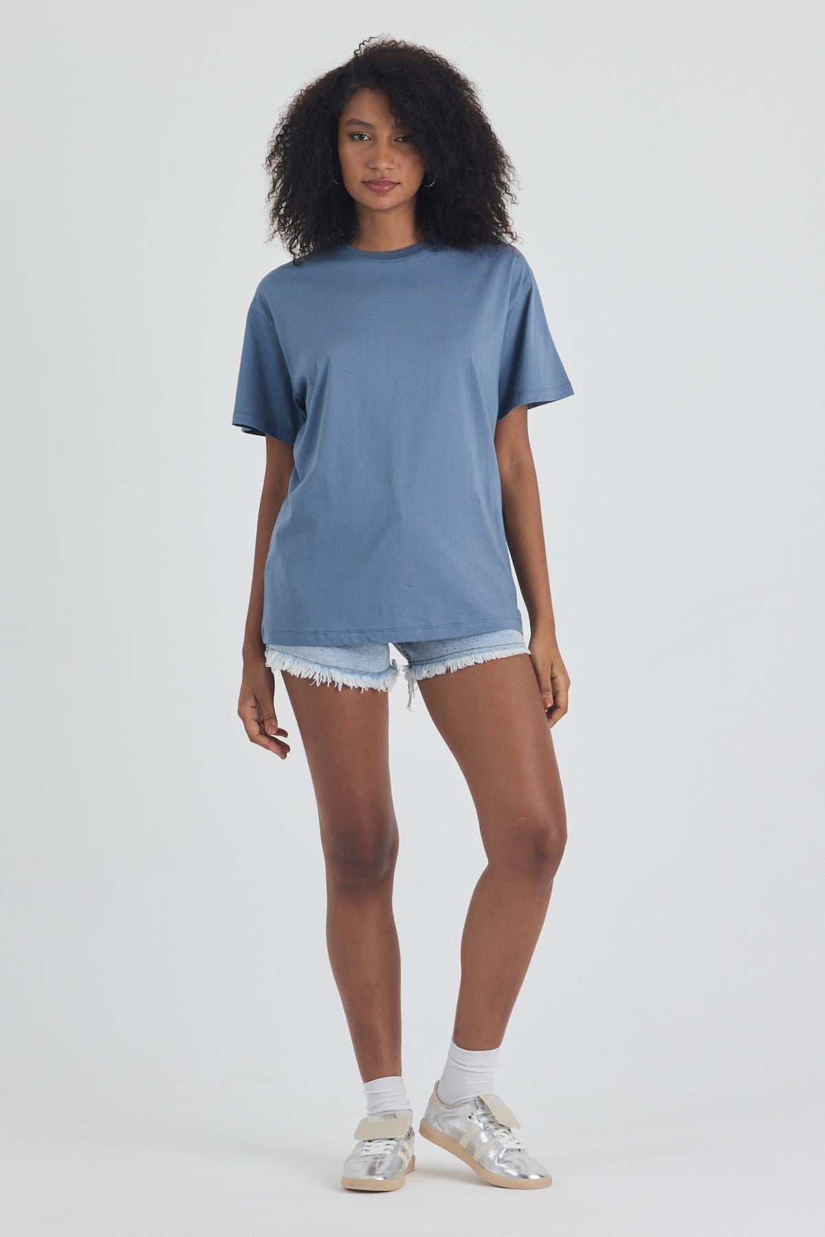 FİHA/3095-KADIN OVERSIZE T-SHIRT - TURKUAZ