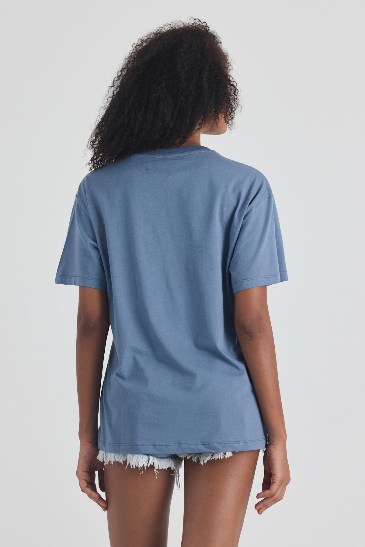 FİHA/3095-KADIN OVERSIZE T-SHIRT - TURKUAZ