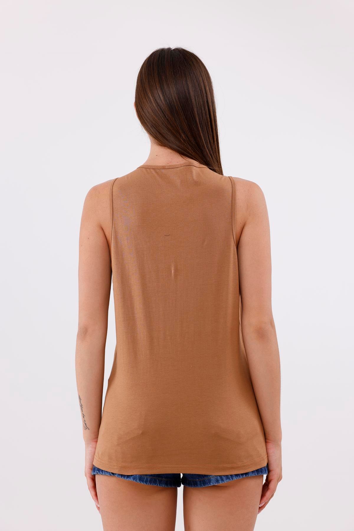 FİHA/3096-UNISEX SIFIR KOL ATLET - AÇIK KAHVE