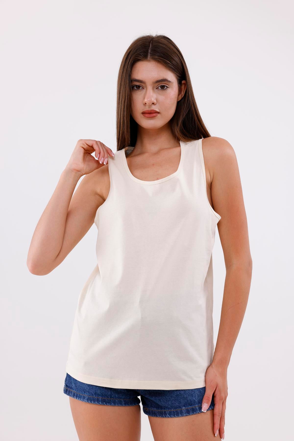 FİHA/3096-UNISEX SIFIR KOL ATLET - BEJ