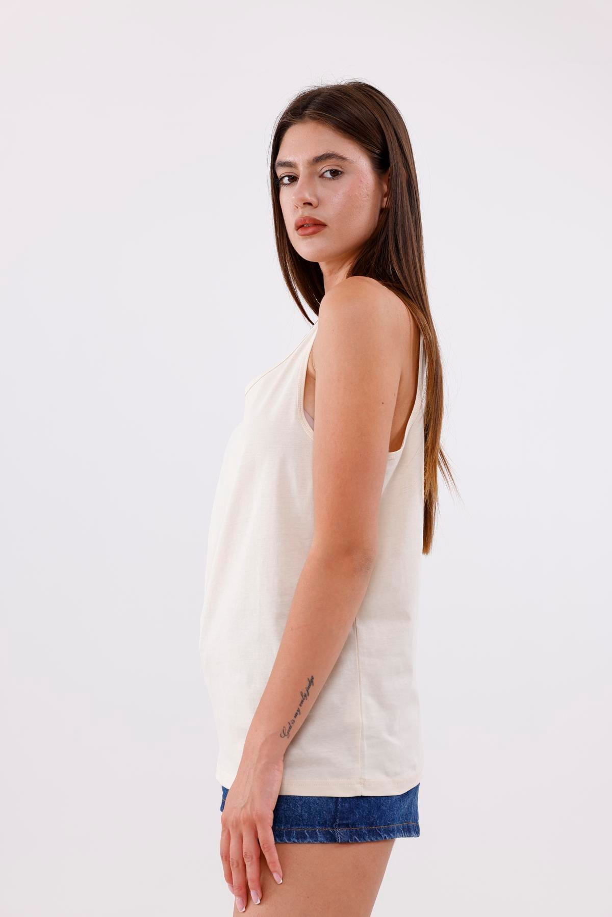 FİHA/3096-UNISEX SIFIR KOL ATLET - BEJ