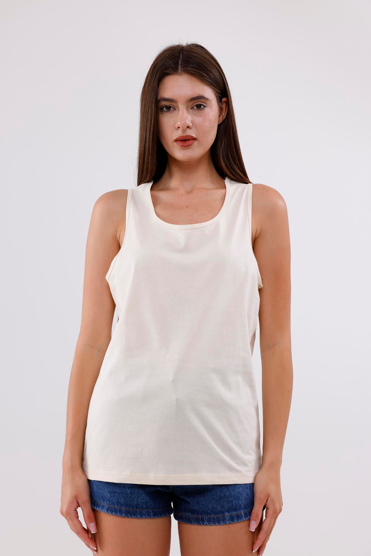 FİHA/3096-UNISEX SIFIR KOL ATLET - BEJ