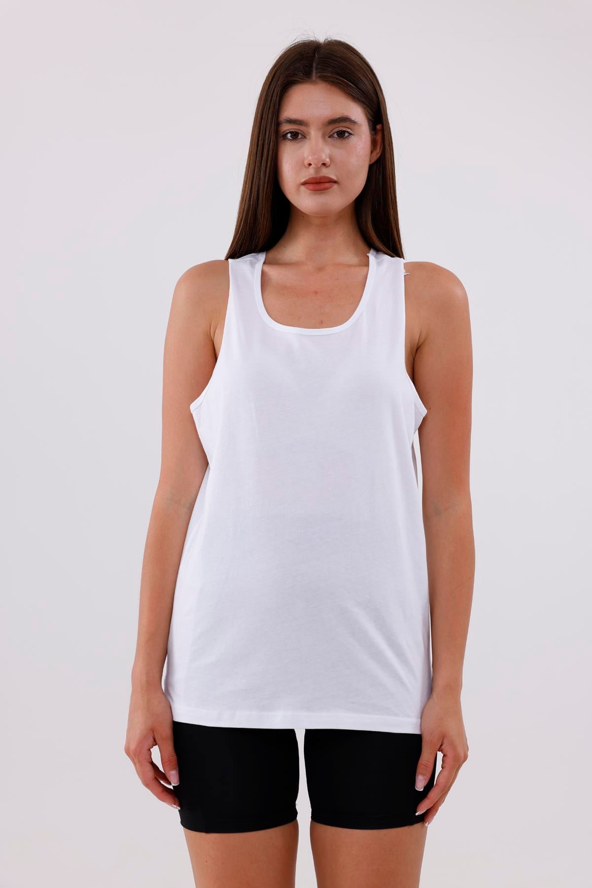 FİHA/3096-UNISEX SIFIR KOL ATLET - BEYAZ