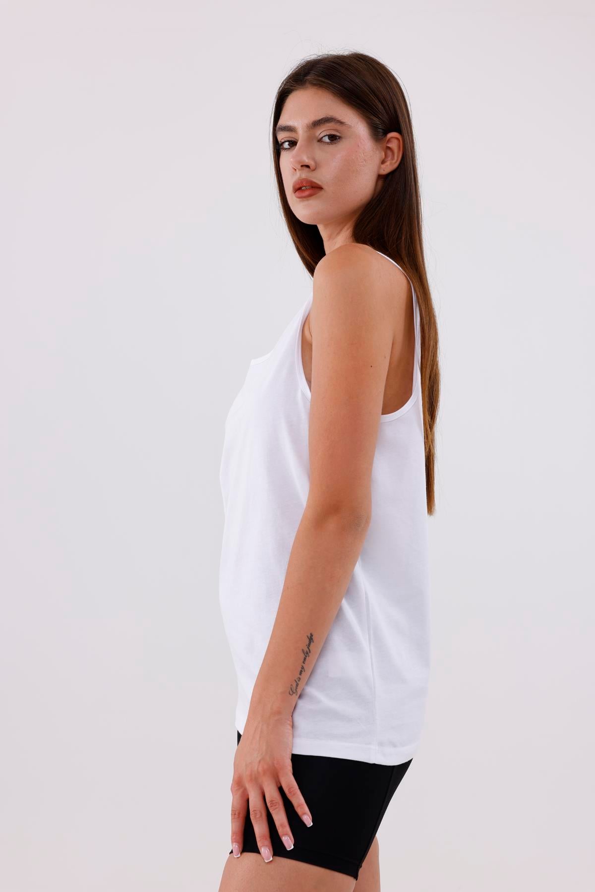 FİHA/3096-UNISEX SIFIR KOL ATLET - BEYAZ