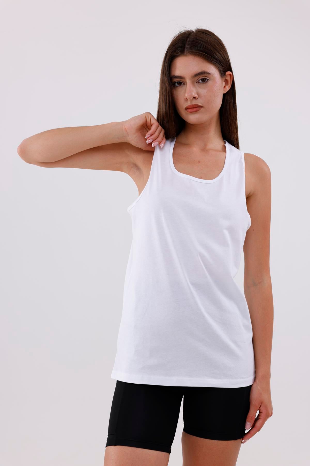 FİHA/3096-UNISEX SIFIR KOL ATLET - BEYAZ