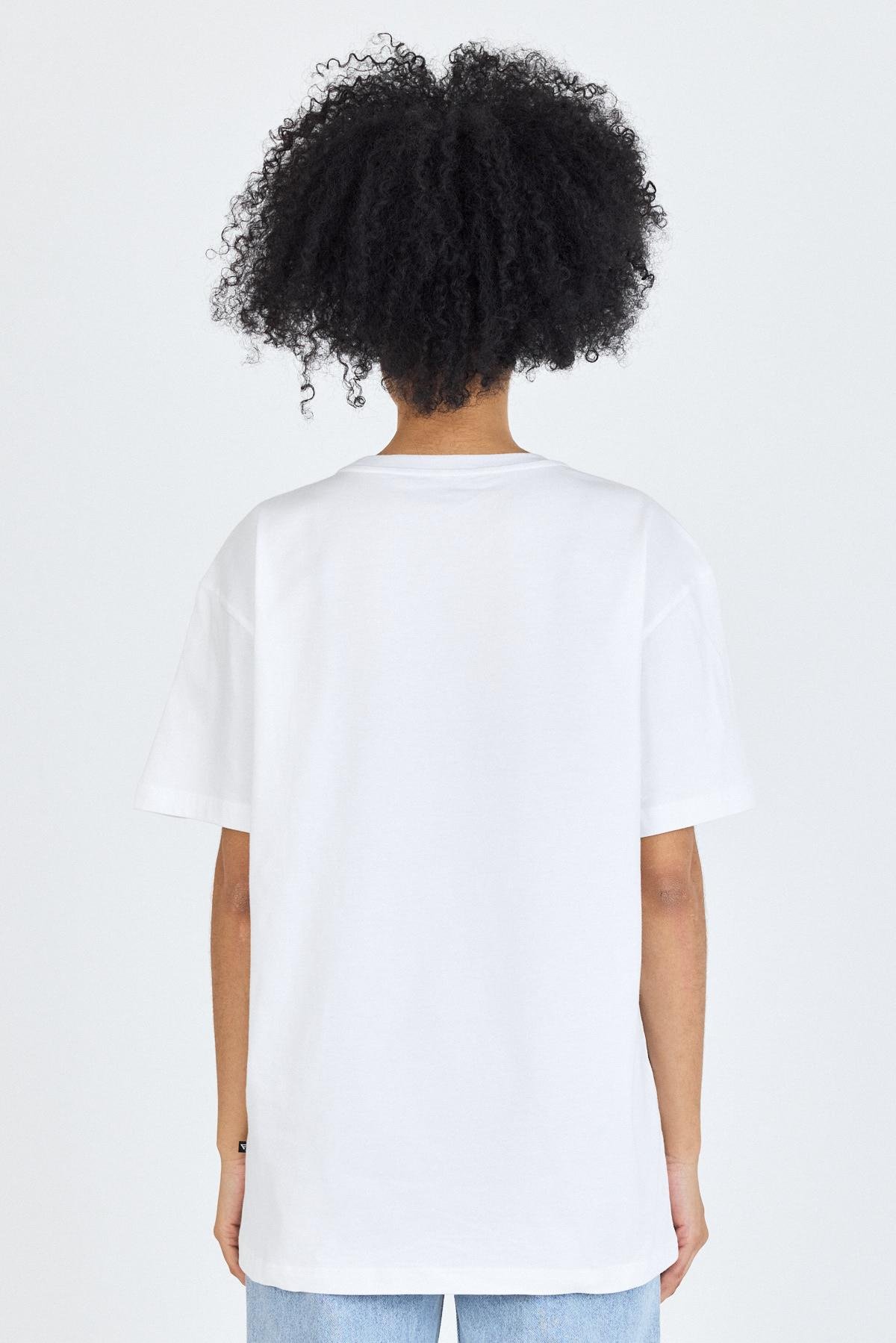 FİHA/3099-UNISEX OVERSIZE SIFIR YAKA TSHIRT - BEYAZ