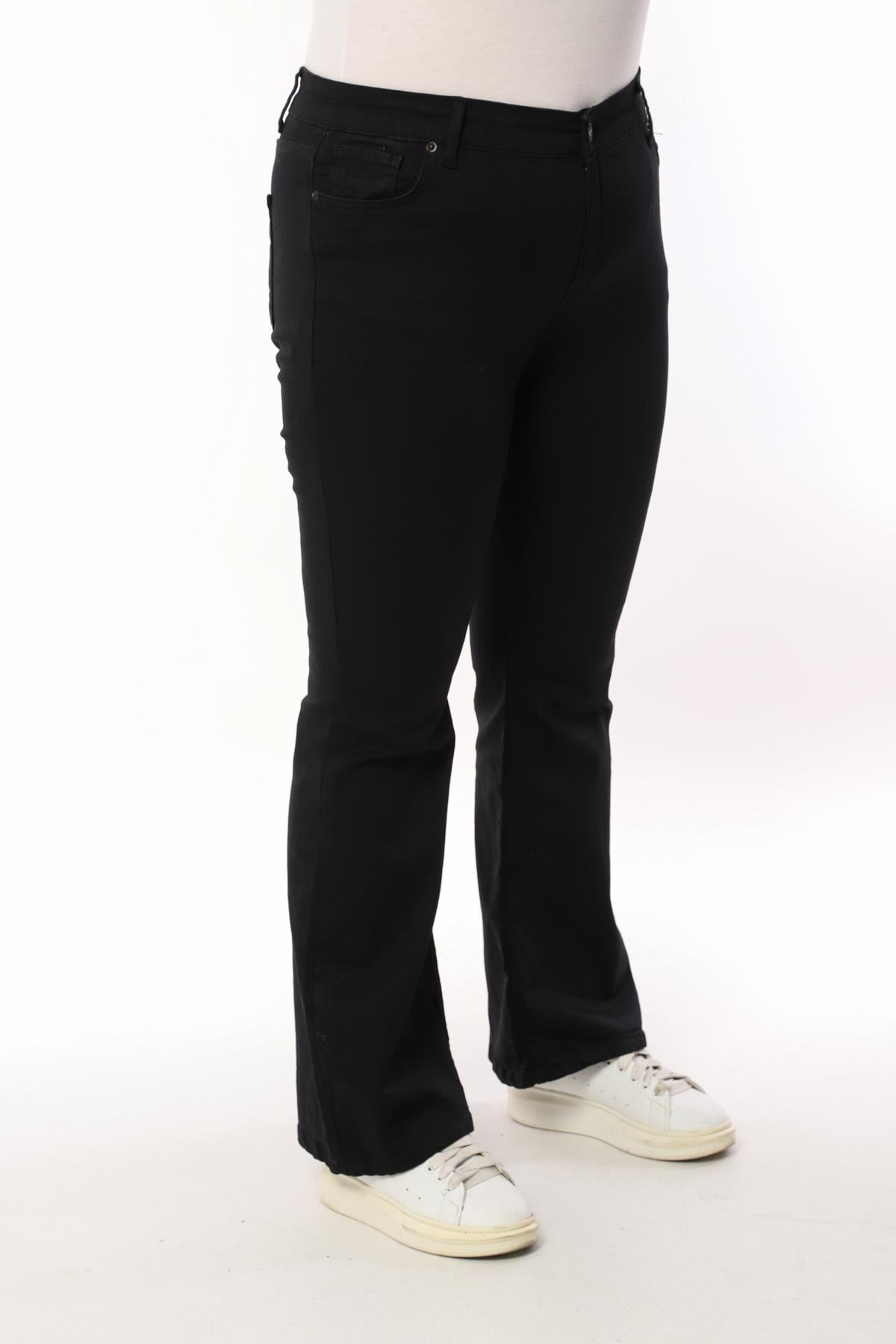 FİHA/4036-KADIN BATTAL İSPANYOL PAÇA JEANS - SİYAH