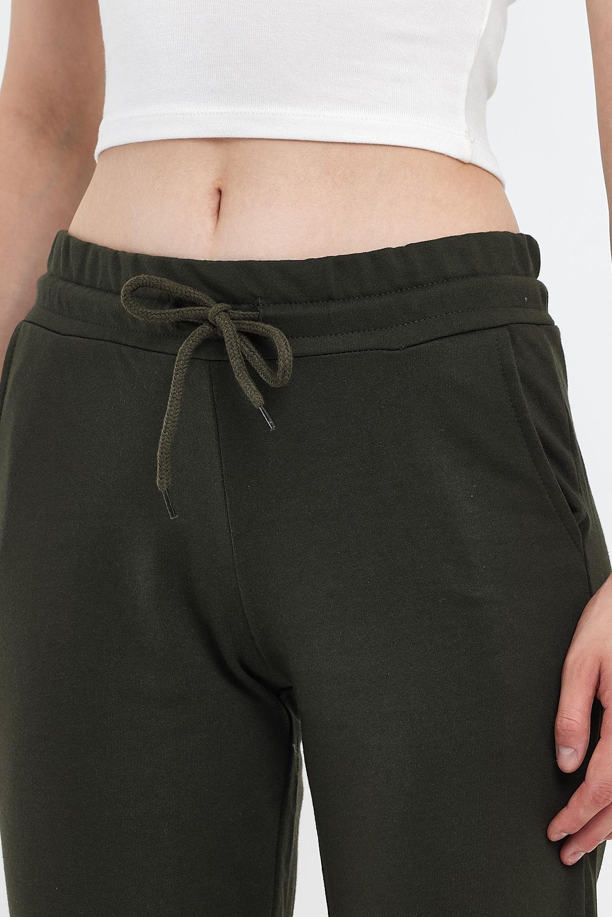 FİHA/4601- KADIN COMPACT PAÇA LASTİKLİ EŞOFMAN ALTI - HAKİ