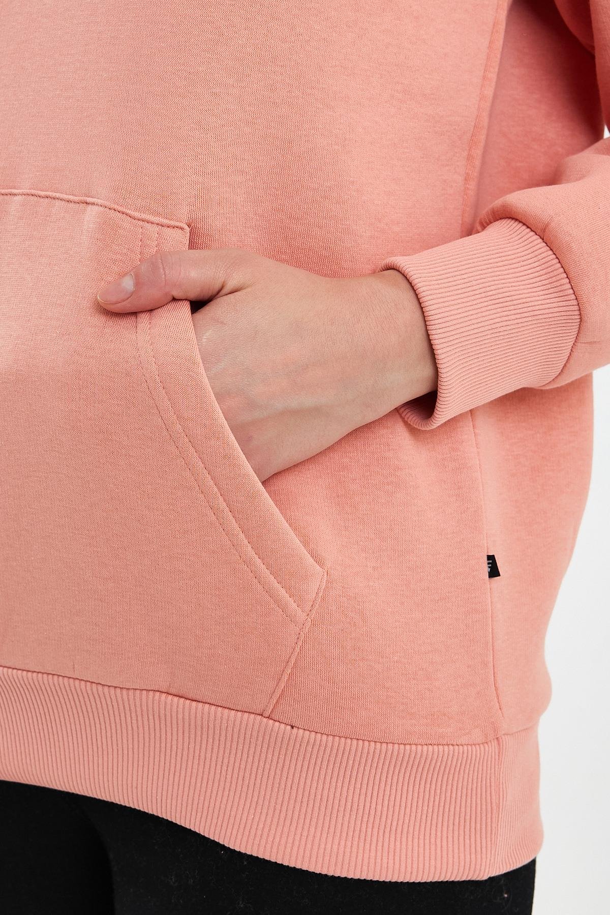 FİHA/5019-UNISEX 3 İPLİK ŞARDONLU KAPŞONLU SWEAT - APRICOT CRUSH