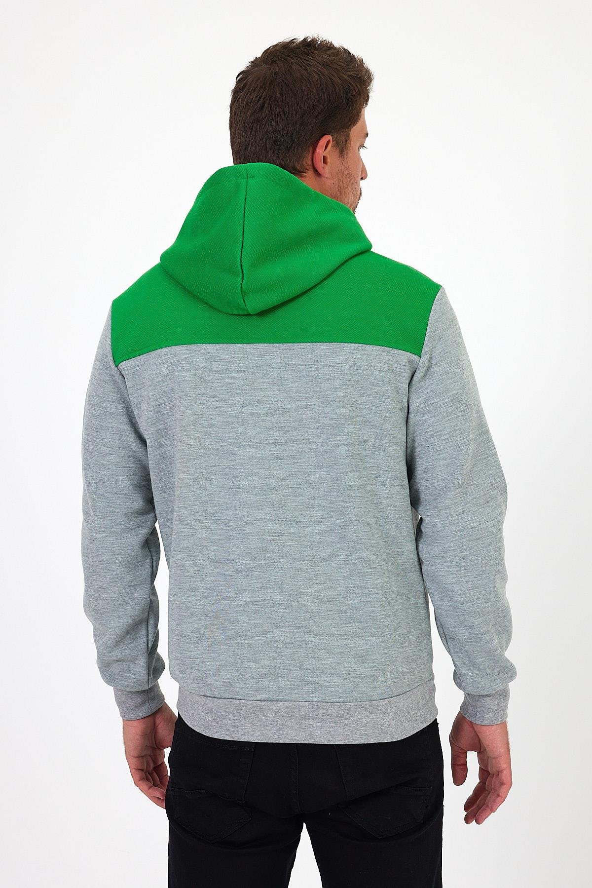 FİHA/5020-KAPŞONLU FERMUARLI SWEAT - YEŞİL