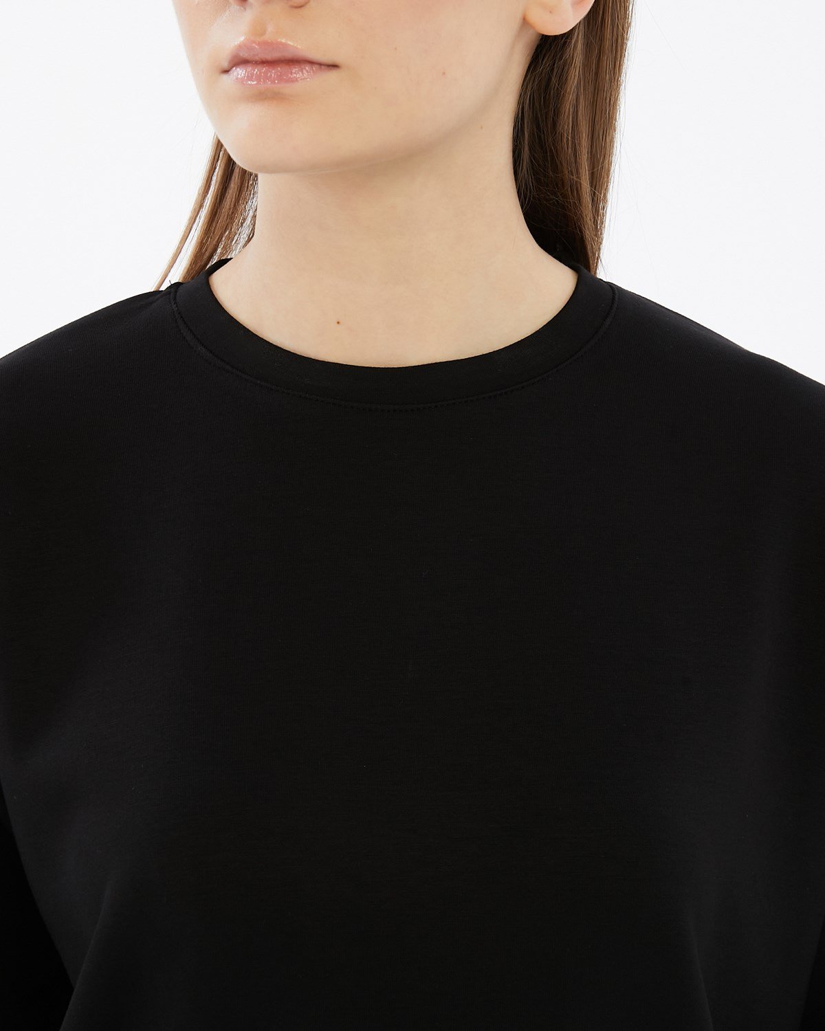 FİHA/5039-VİSKON LİKRALI DOUBLEFACE SIFIR YAKA SWEAT - SİYAH