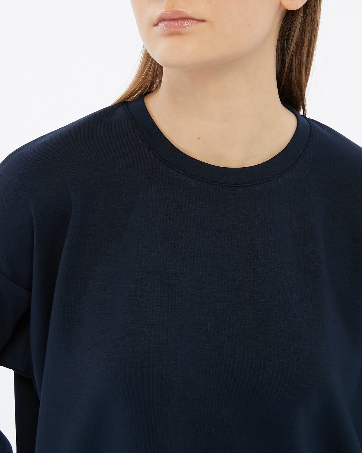 FİHA/5039-VİSKON LİKRALI DOUBLEFACE SIFIR YAKA SWEAT - LACİVERT