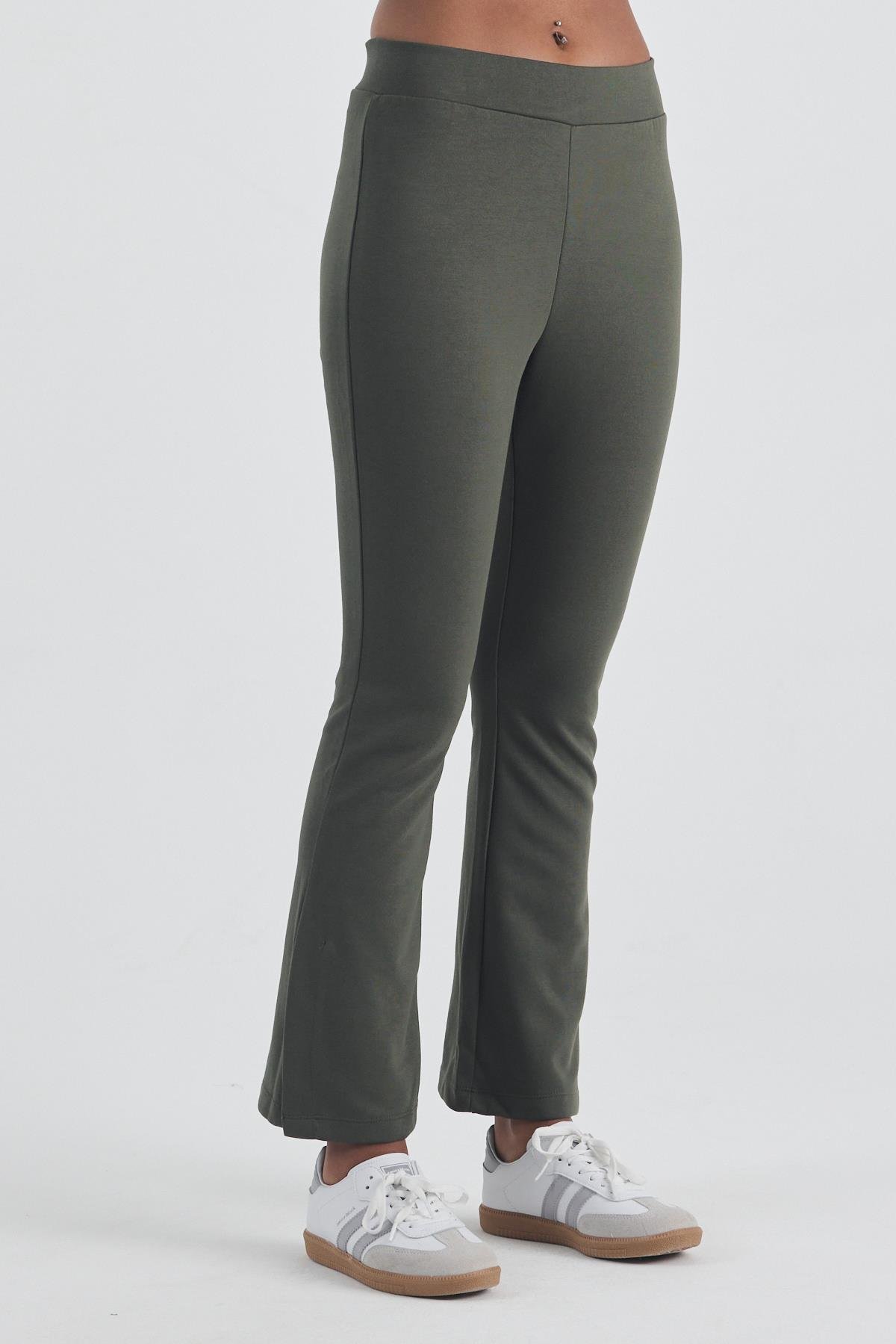 FİHA/5520-KADIN ÇELİKLİ LİKRALI YAN YIRTMAÇLI İSPANYOL PAÇA ALT - HAKİ