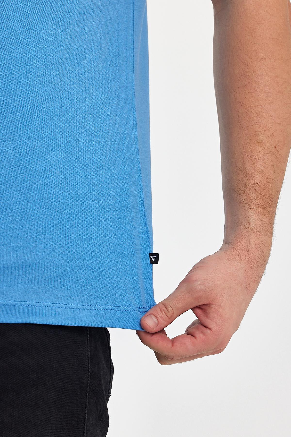 FİHA/7010-ERKEK COMPACT PENYE SIFIR YAKA T-SHIRT - LICHEN BLUE