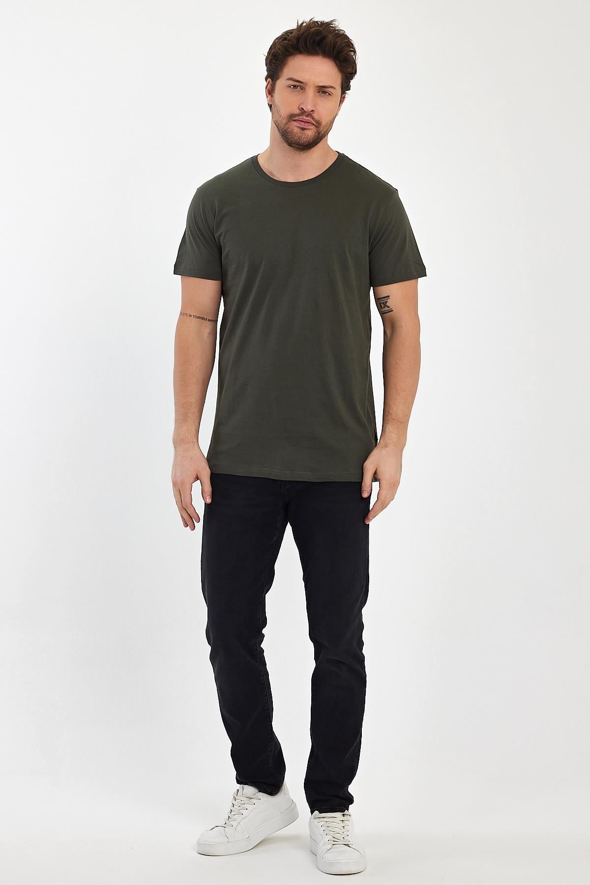 FİHA/7010-ERKEK COMPACT PENYE SIFIR YAKA T-SHIRT - HAKİ