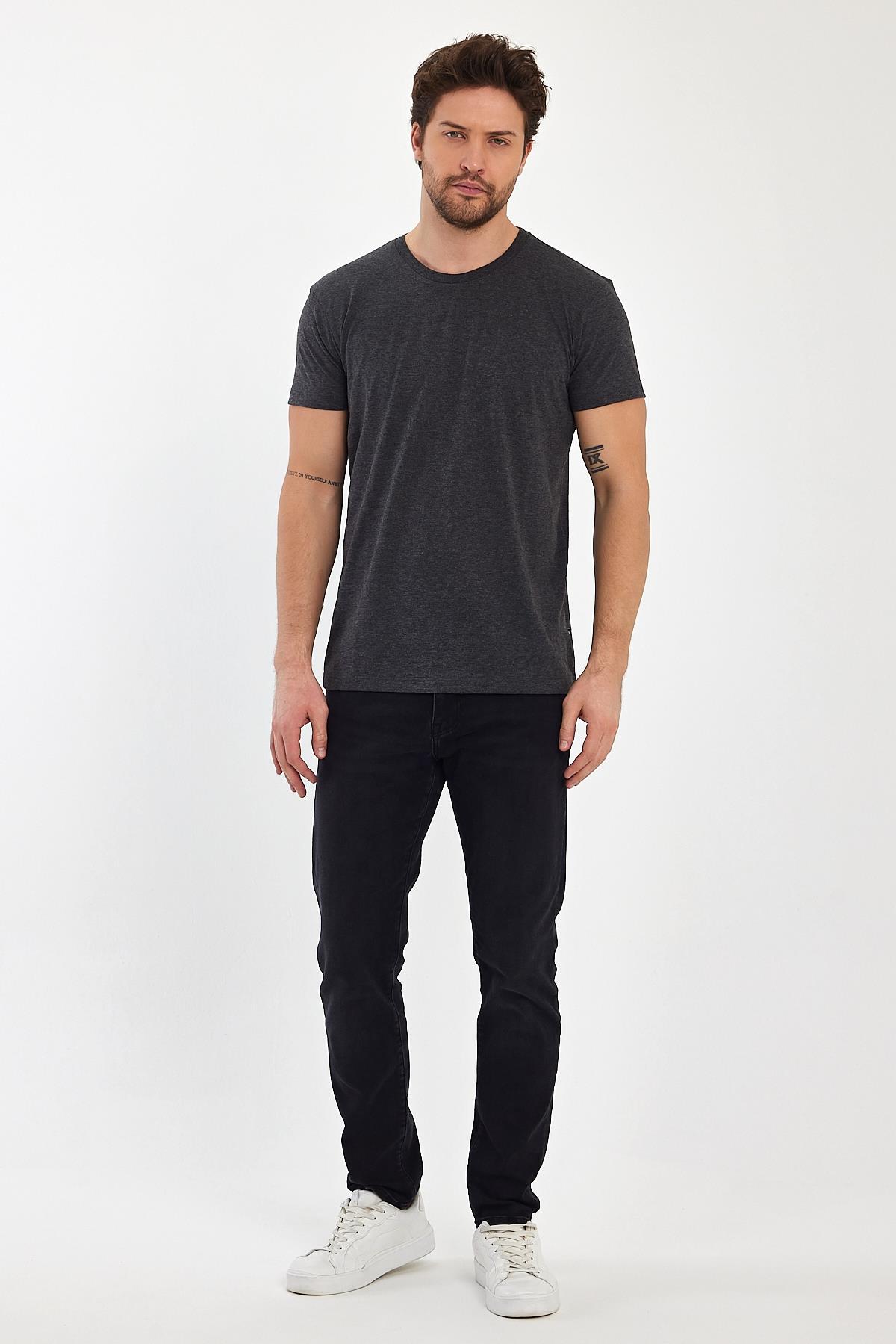 FİHA/7010-ERKEK COMPACT PENYE SIFIR YAKA T-SHIRT - ANTRASİT