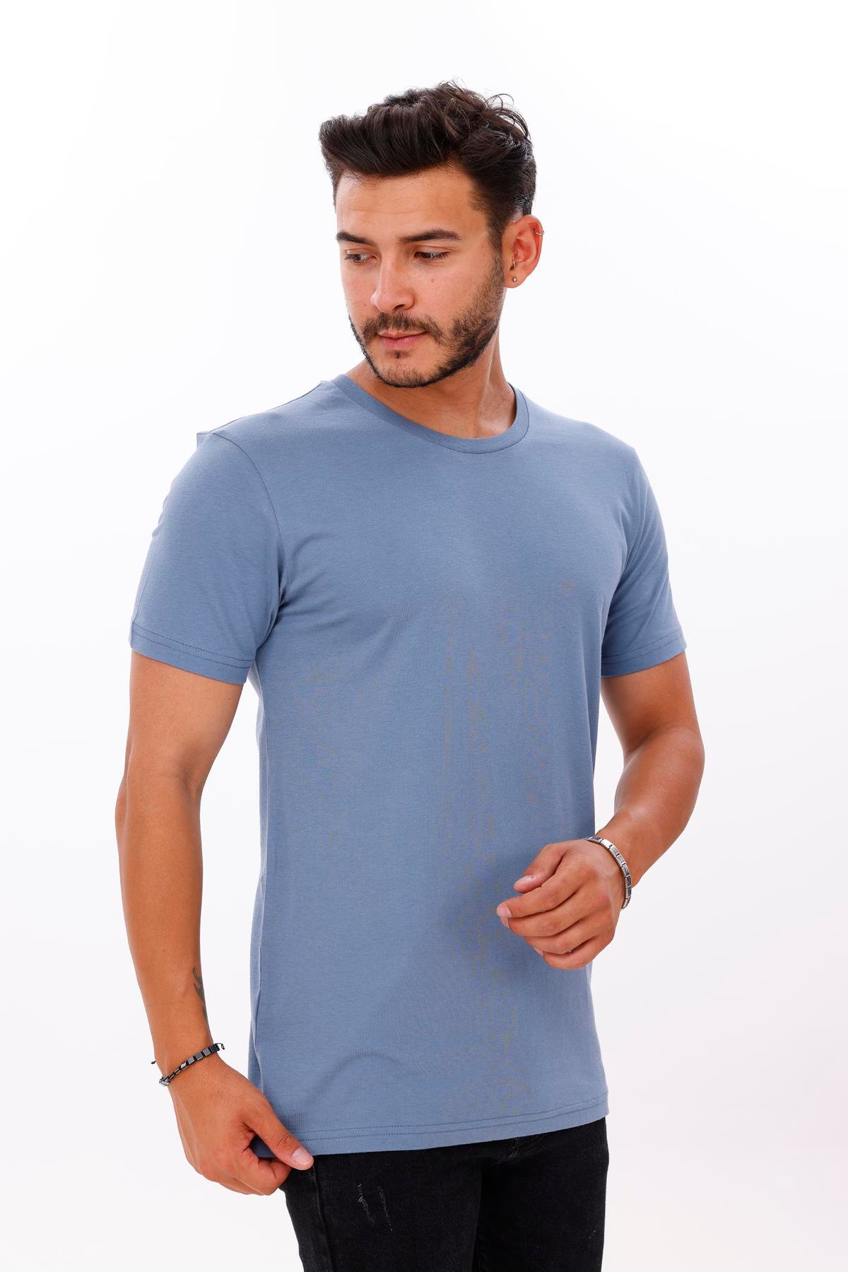 FİHA/7010-ERKEK COMPACT PENYE SIFIR YAKA T-SHIRT - TURKUAZ