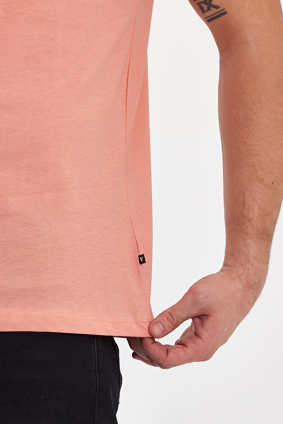 FİHA/7010-ERKEK COMPACT PENYE SIFIR YAKA T-SHIRT - APRICOT CRUSH