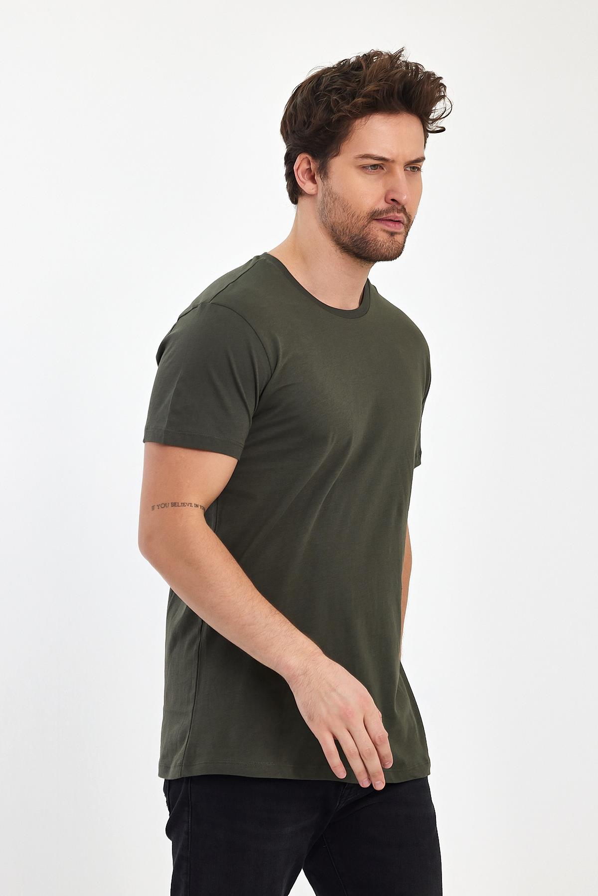 FİHA/7010-ERKEK COMPACT PENYE SIFIR YAKA T-SHIRT - HAKİ