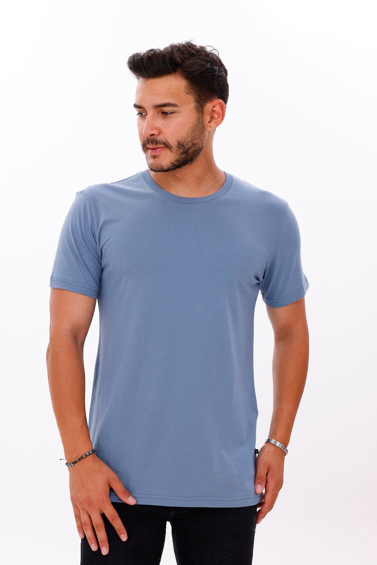 FİHA/7010-ERKEK COMPACT PENYE SIFIR YAKA T-SHIRT - TURKUAZ