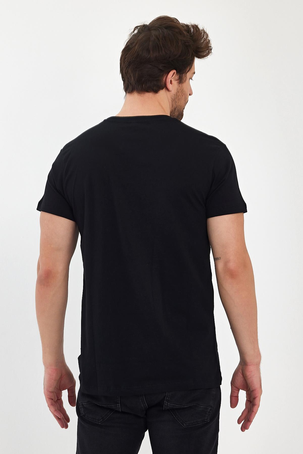 FİHA/7010-ERKEK COMPACT PENYE SIFIR YAKA T-SHIRT - SİYAH