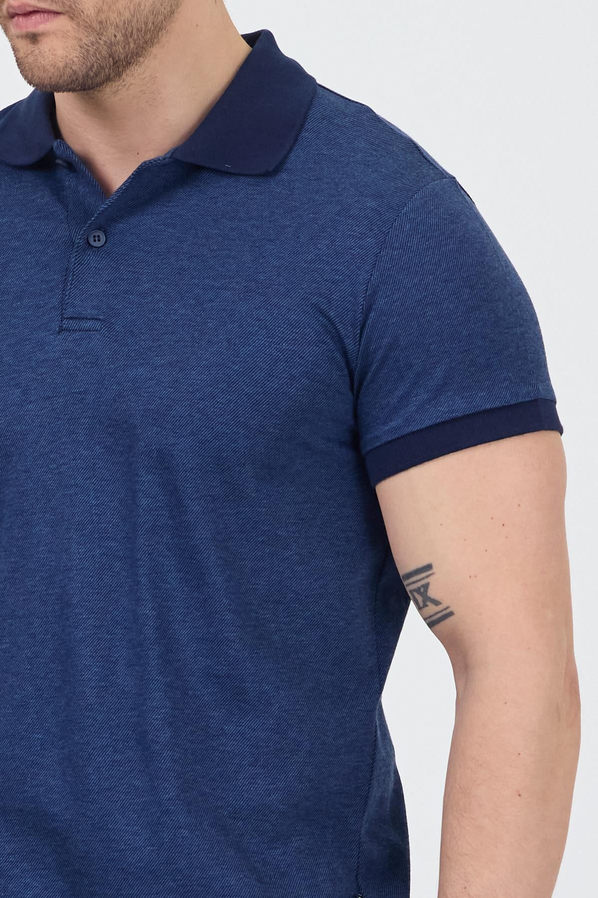 FİHA/7020-ERKEK GARNİ YAKALI POLO TSHIRT - LACİVERT