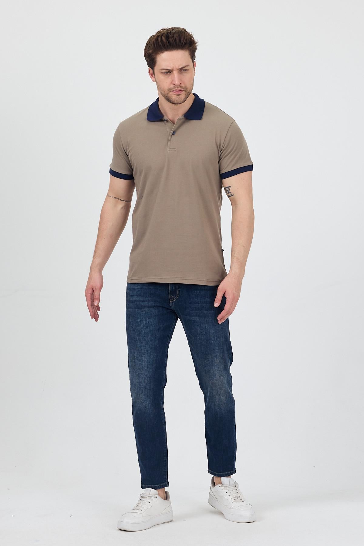 FİHA/7020-ERKEK GARNİ YAKALI POLO TSHIRT - HAKİ