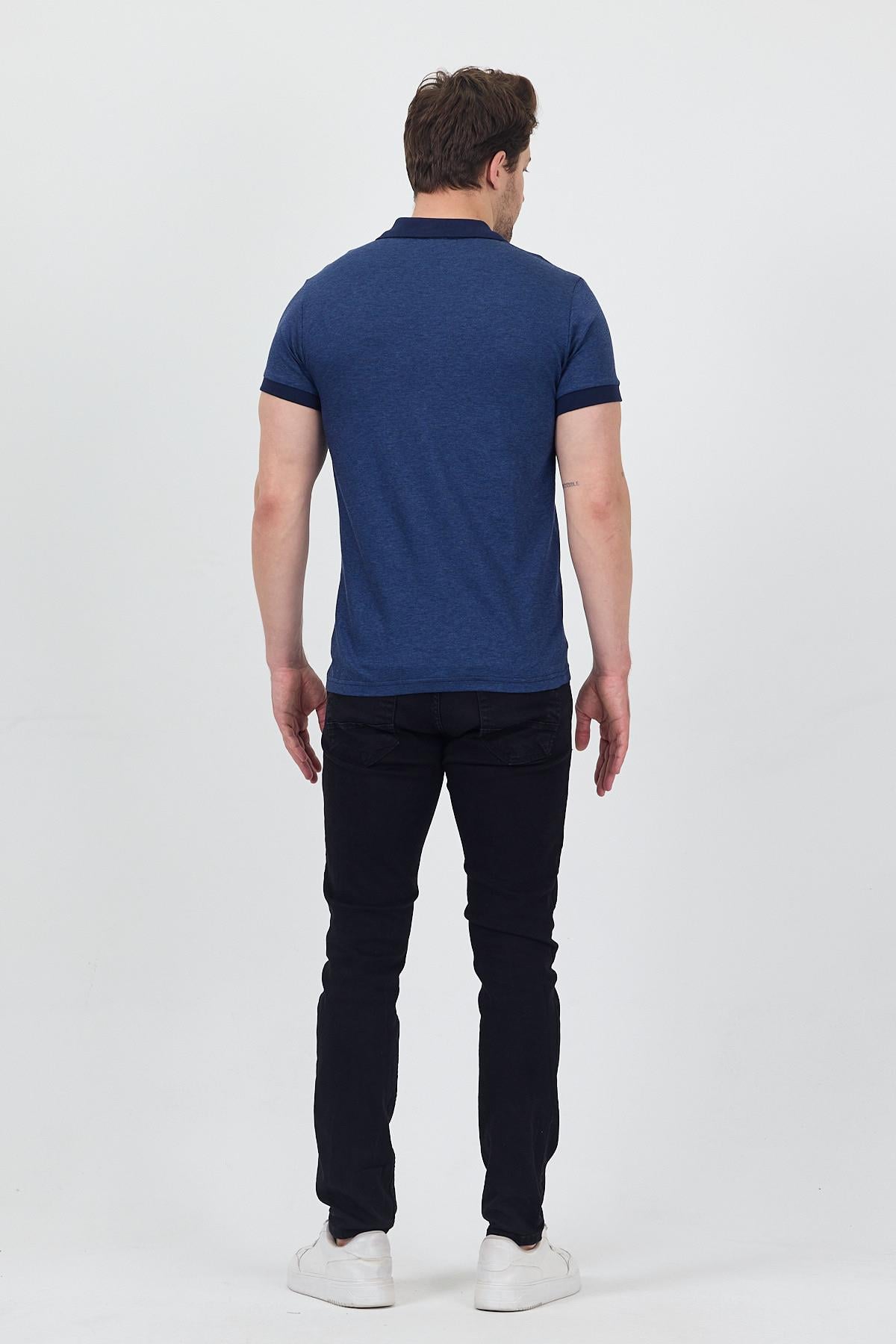 FİHA/7020-ERKEK GARNİ YAKALI POLO TSHIRT - LACİVERT