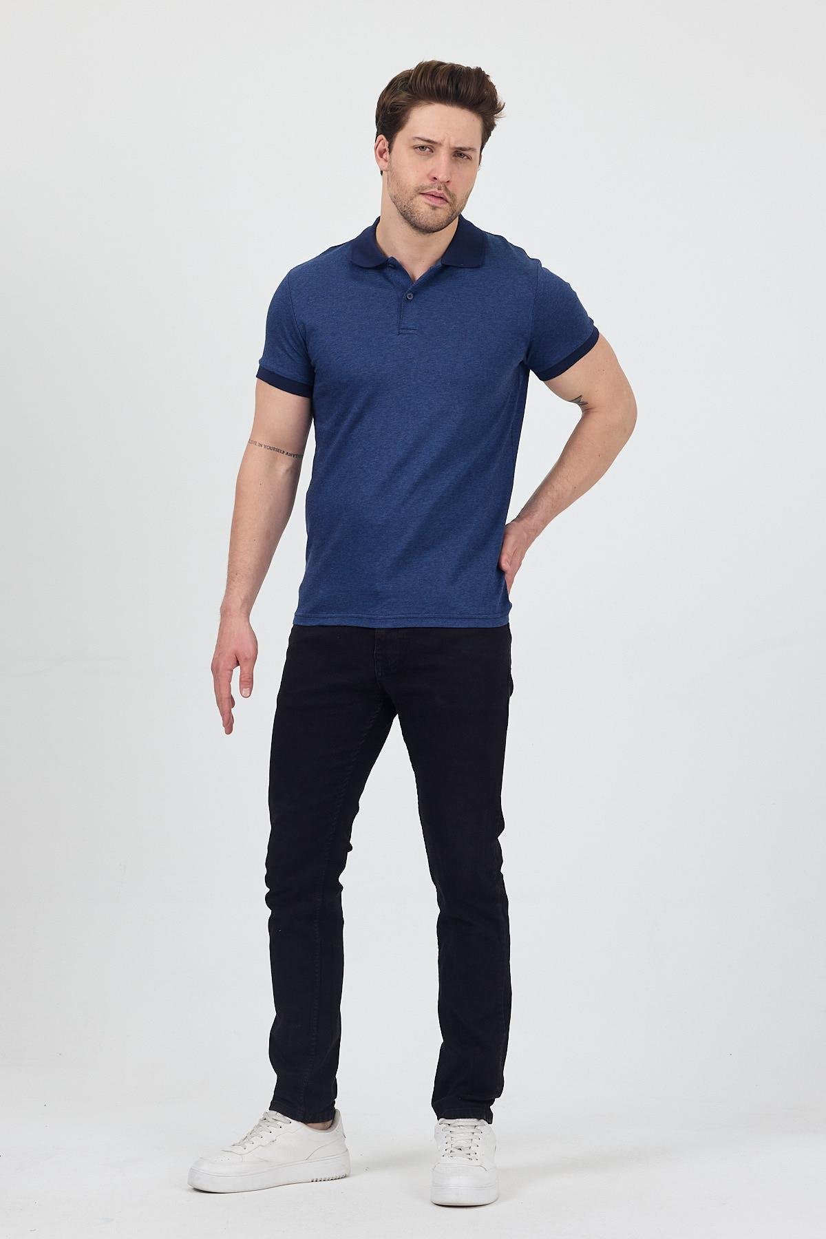 FİHA/7020-ERKEK GARNİ YAKALI POLO TSHIRT - LACİVERT
