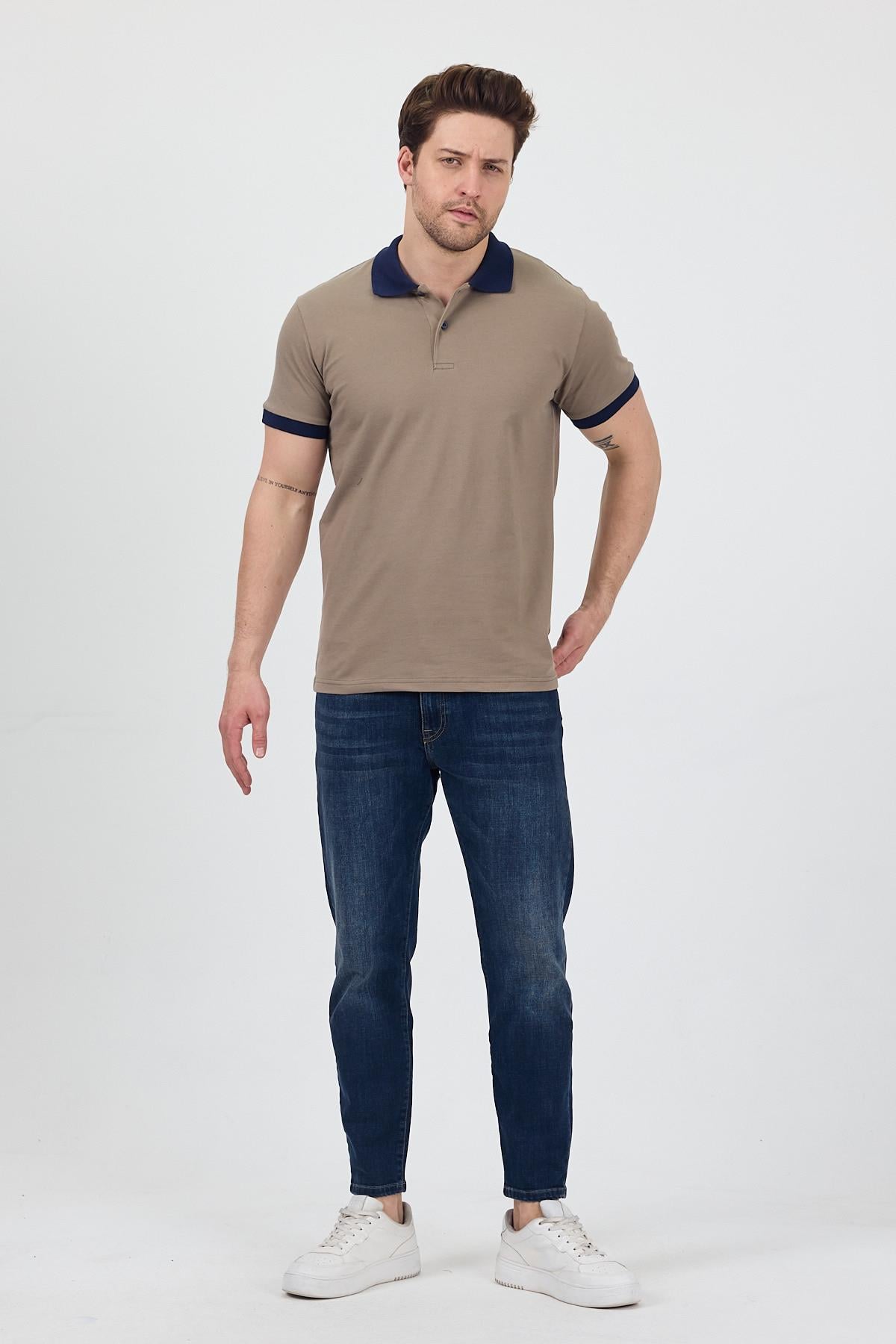 FİHA/7020-ERKEK GARNİ YAKALI POLO TSHIRT - HAKİ
