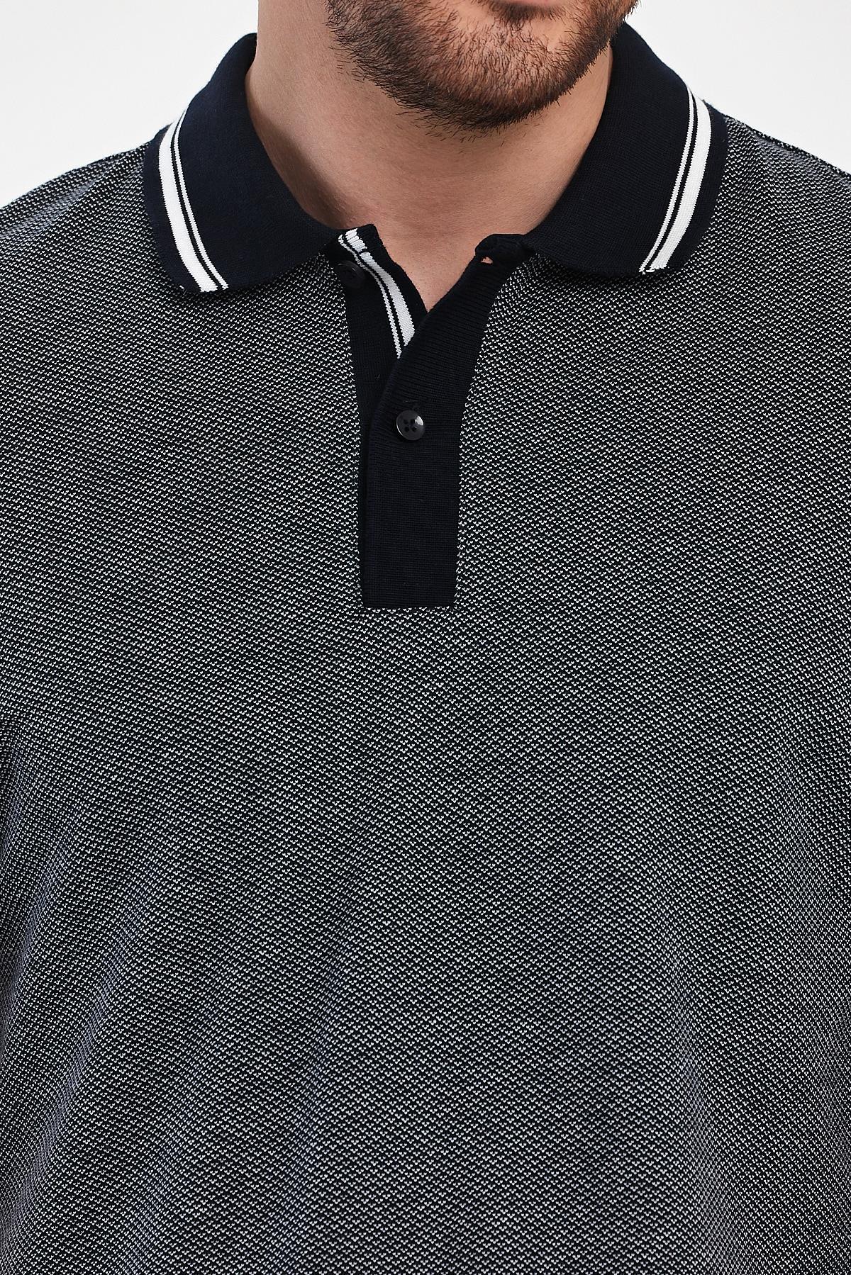 FİHA/7030-ERKEK PİKE JAKARLI POLO YAKA - LACİVERT