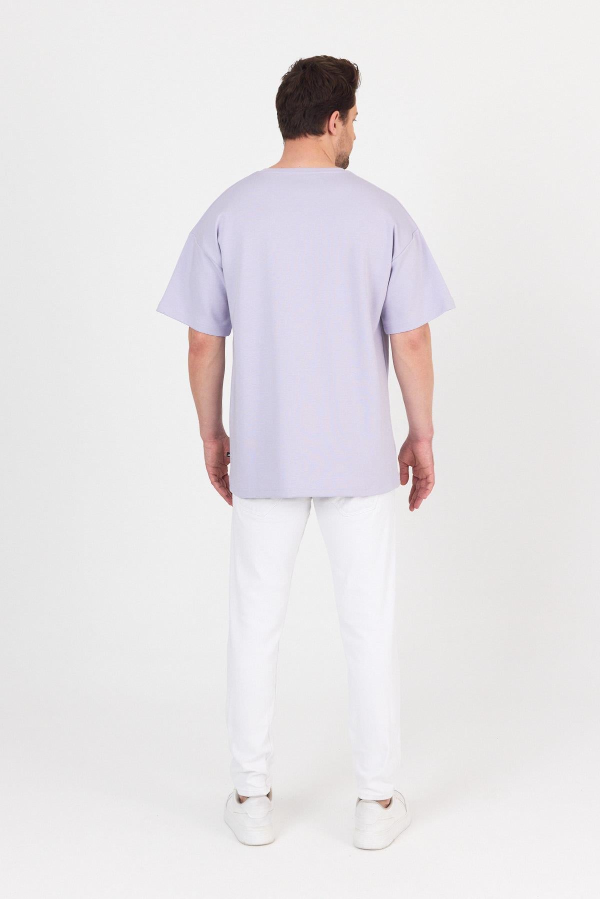 FİHA/7031-ERKEK DOUBLEFACE İNTERLOK OVERSIZE TSHIRT - LİLA