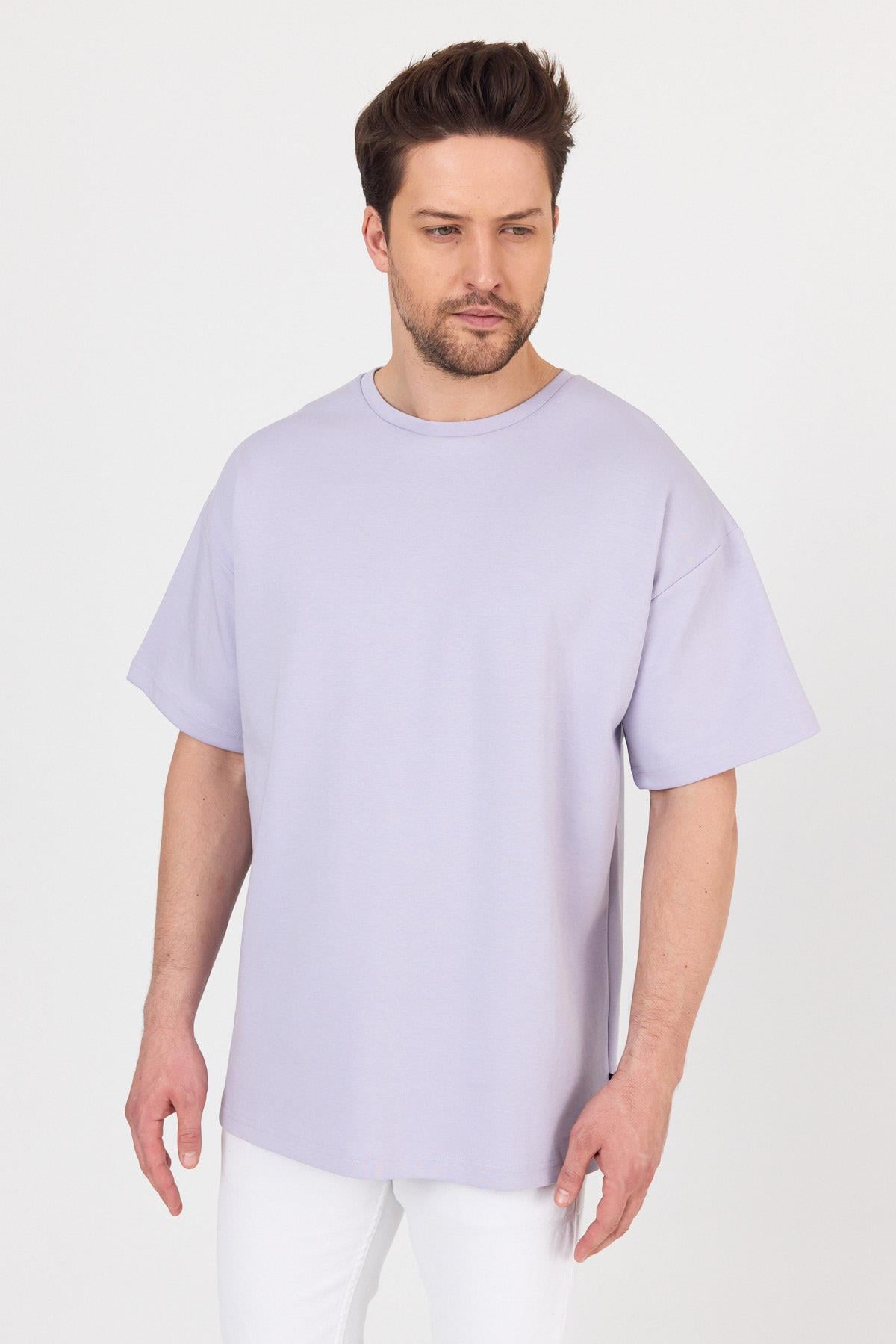 FİHA/7031-ERKEK DOUBLEFACE İNTERLOK OVERSIZE TSHIRT - LİLA