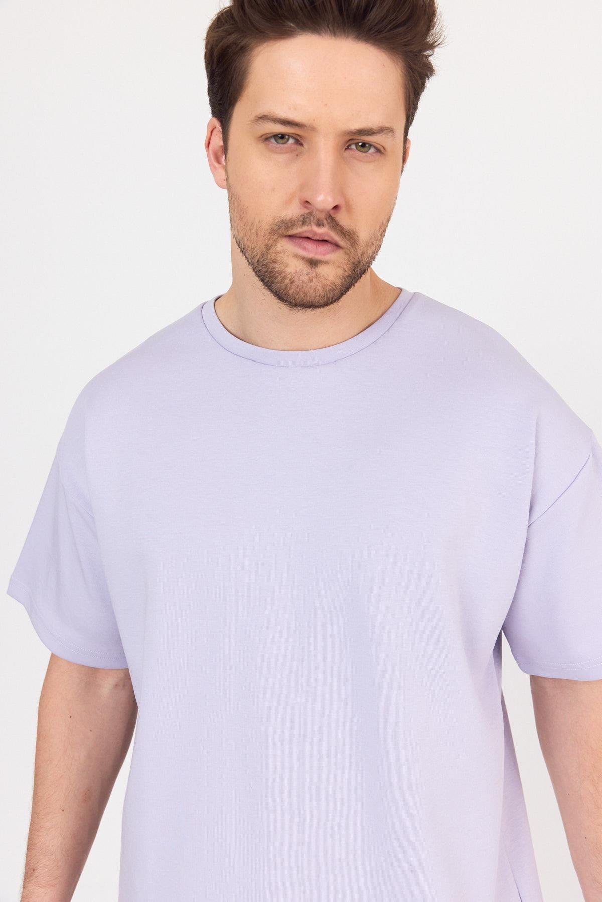 FİHA/7031-ERKEK DOUBLEFACE İNTERLOK OVERSIZE TSHIRT - LİLA