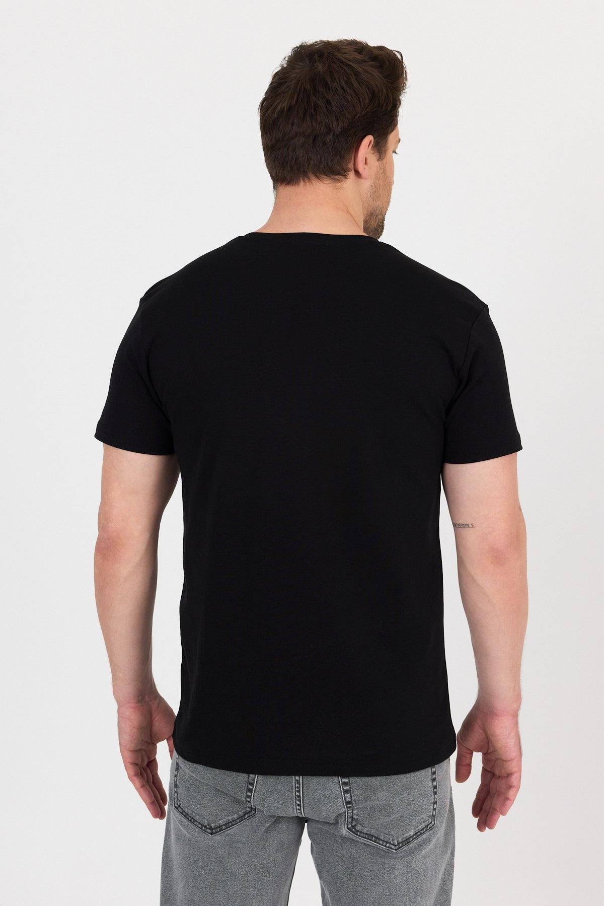 FİHA/7032-UNISEX RİBANA COMPACT PENYE SIFIR YAKA TSHIRT - SİYAH