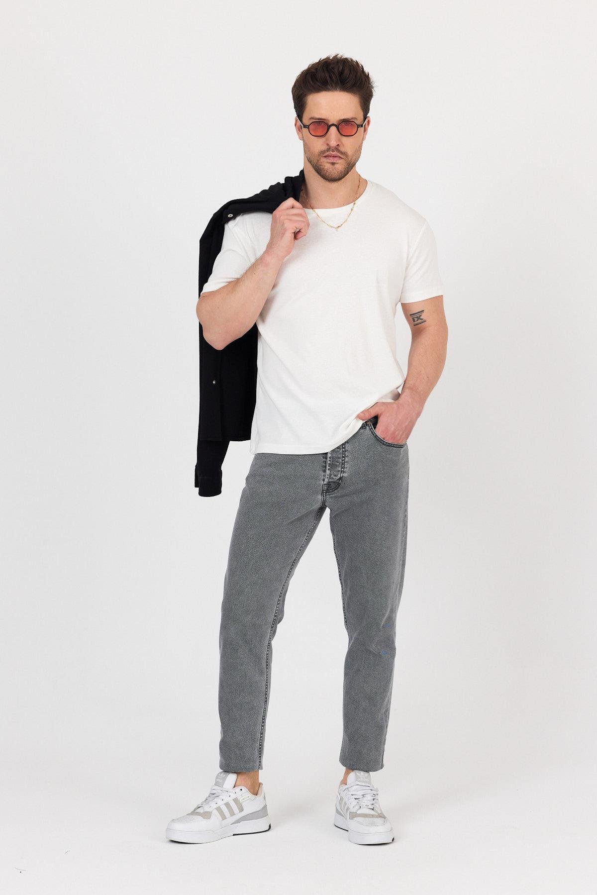 FİHA/7032-UNISEX RİBANA COMPACT PENYE SIFIR YAKA TSHIRT - EKRU