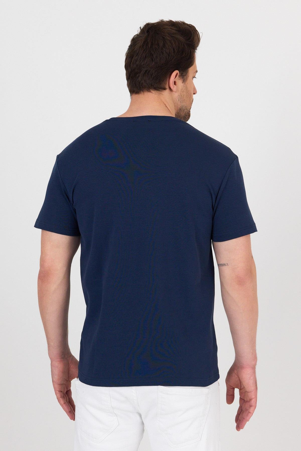 FİHA/7032-UNISEX RİBANA COMPACT PENYE SIFIR YAKA TSHIRT - LACİVERT