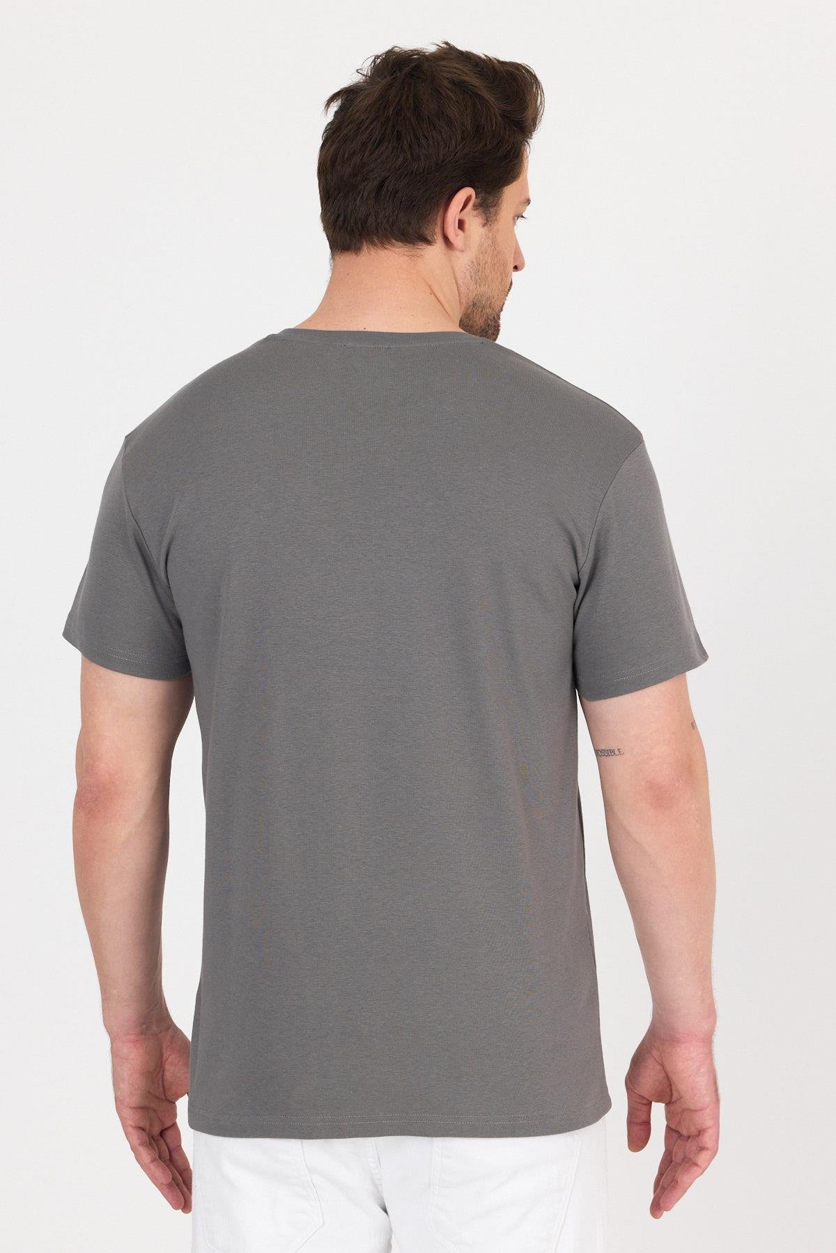FİHA/7032-UNISEX RİBANA COMPACT PENYE SIFIR YAKA TSHIRT - FÜME