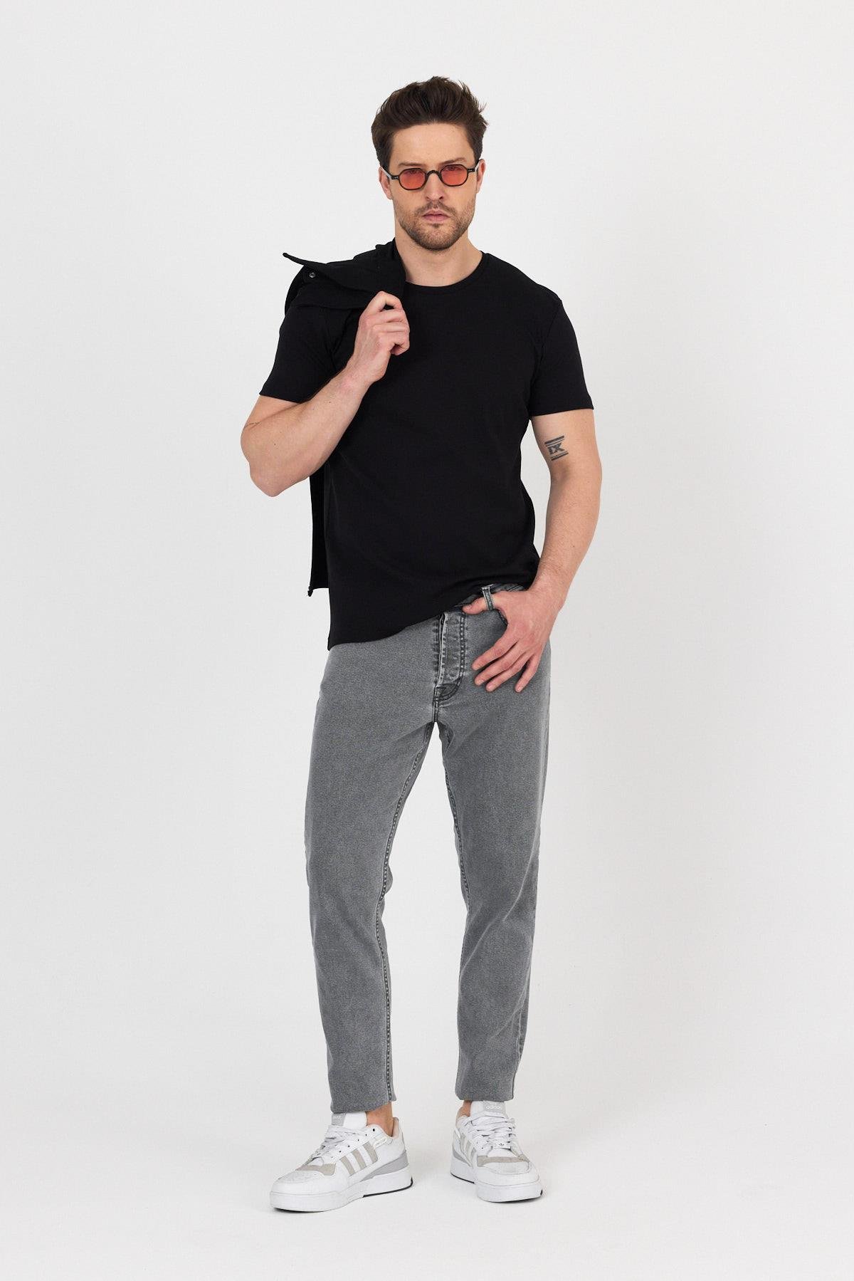 FİHA/7032-UNISEX RİBANA COMPACT PENYE SIFIR YAKA TSHIRT - SİYAH