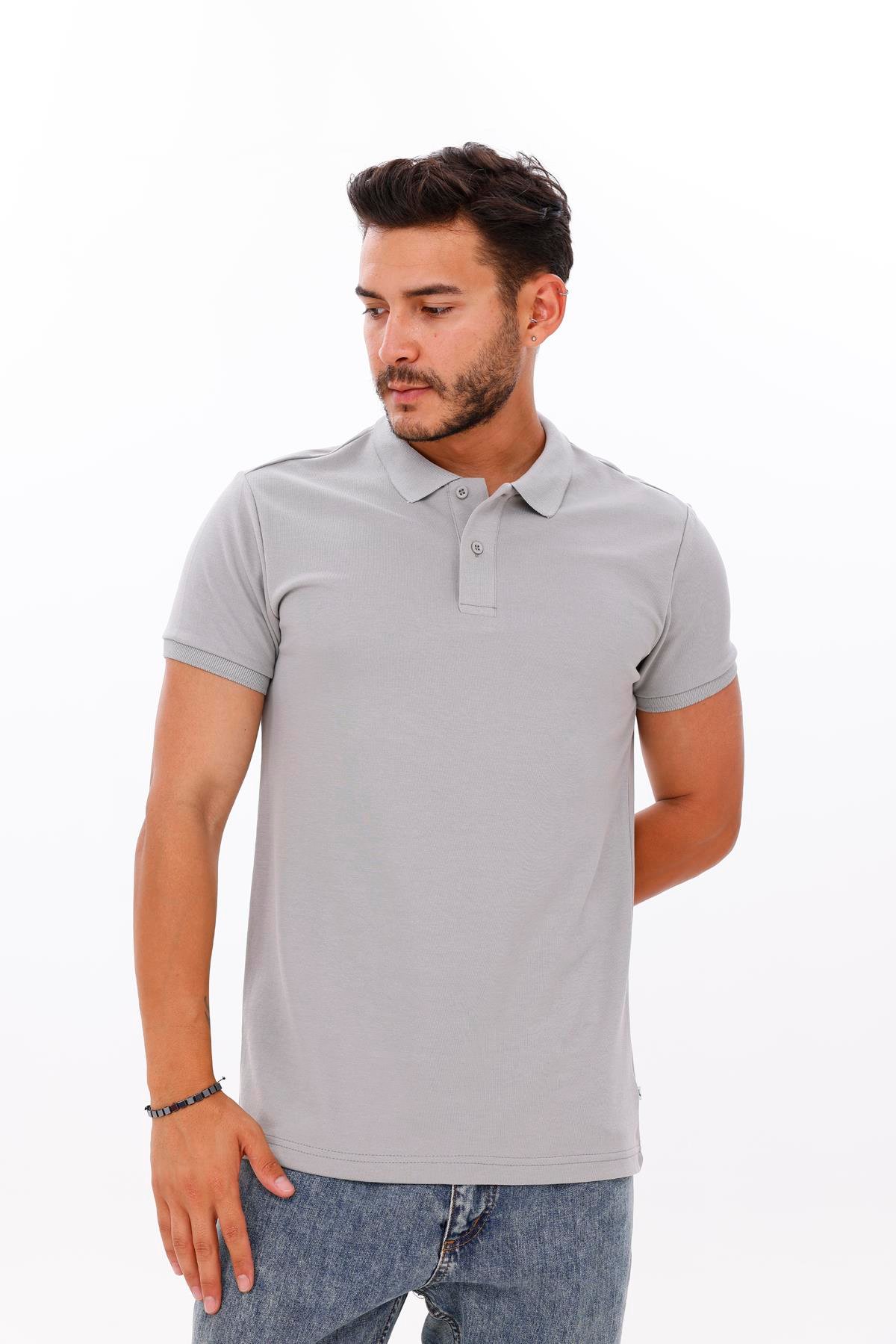 FİHA/7034-ERKEK POLO YAKA DOUBLEFACE TSHIRT - ULTIMATE GRAY