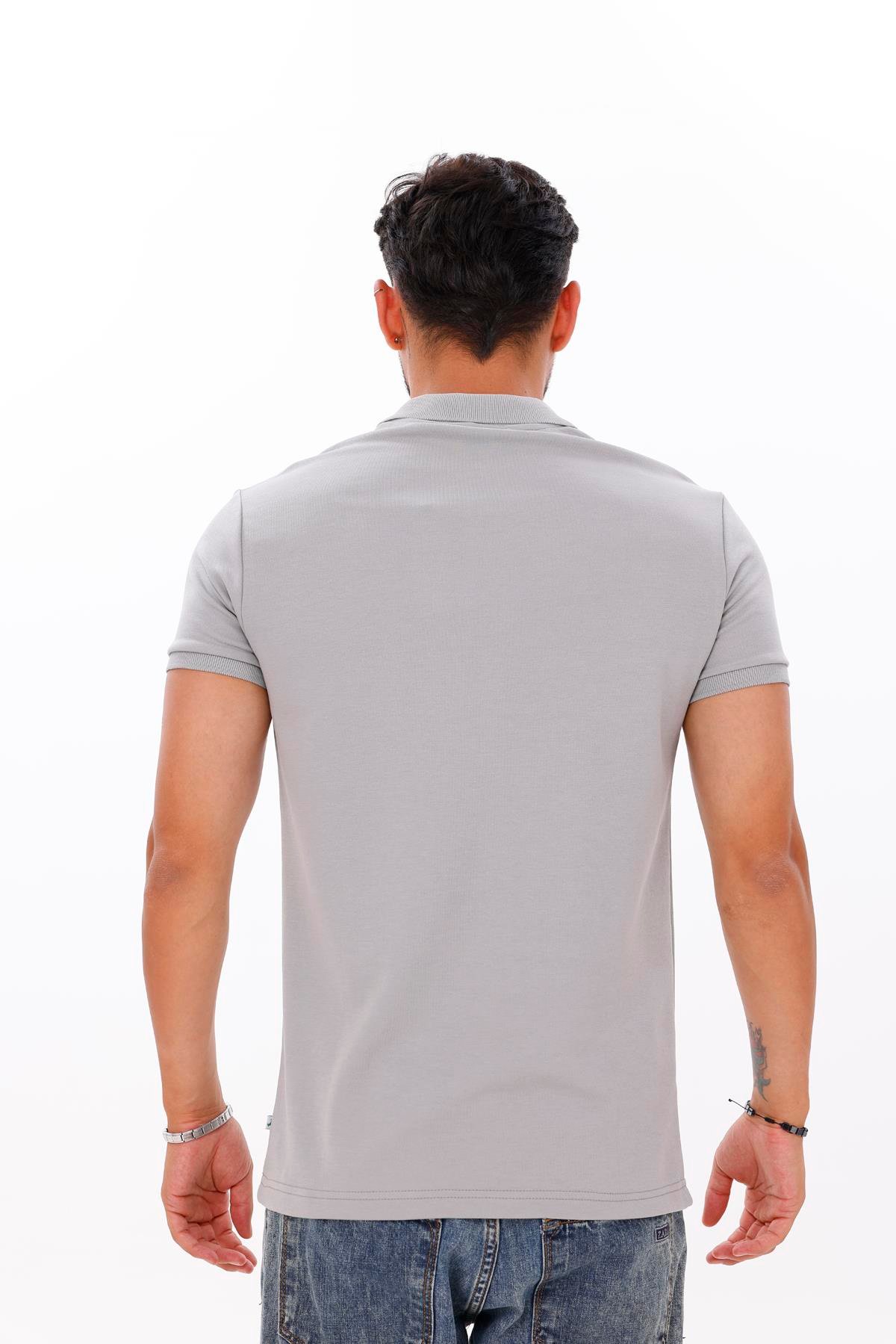 FİHA/7034-ERKEK POLO YAKA DOUBLEFACE TSHIRT - ULTIMATE GRAY