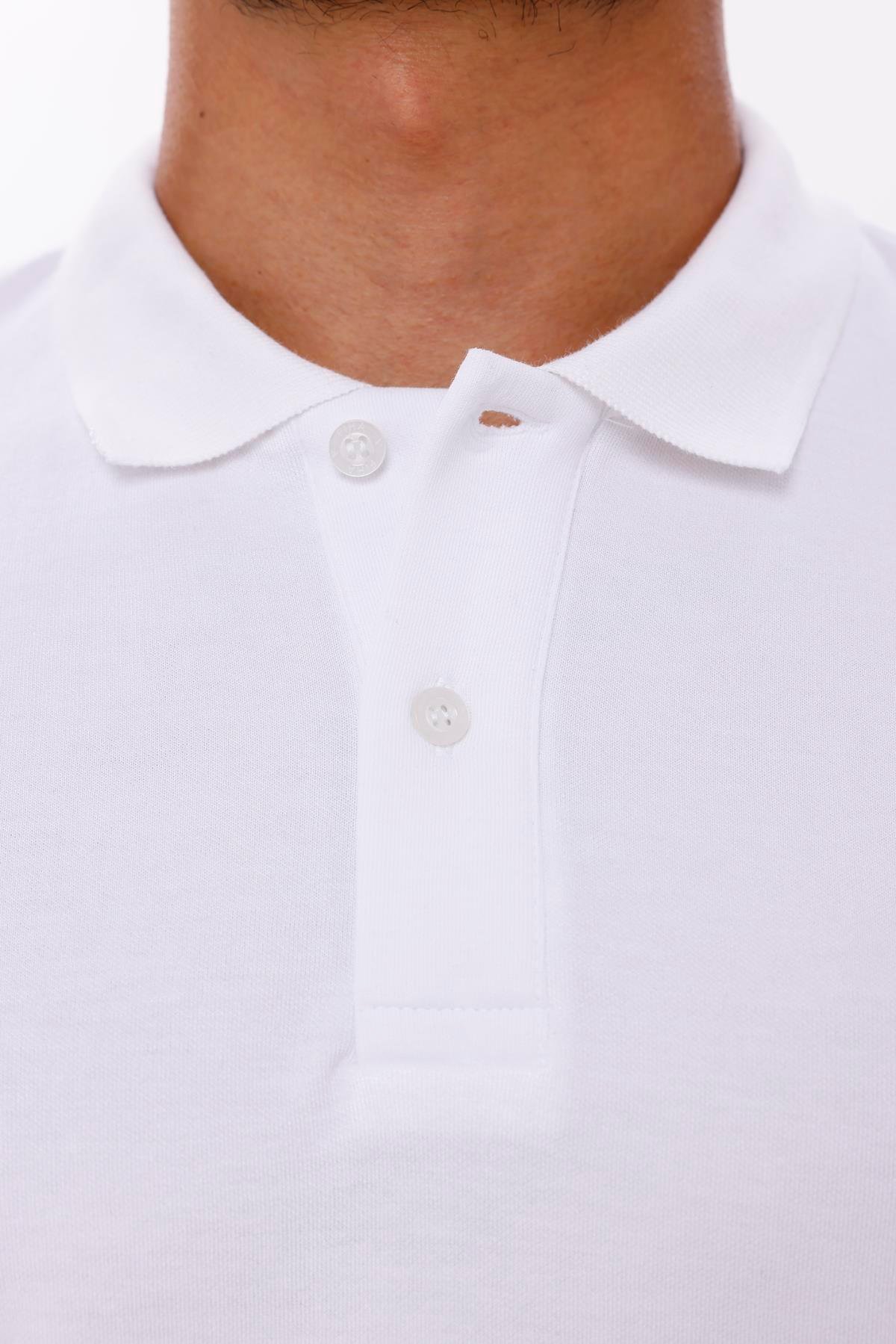 FİHA/7034-ERKEK POLO YAKA DOUBLEFACE TSHIRT - BEYAZ