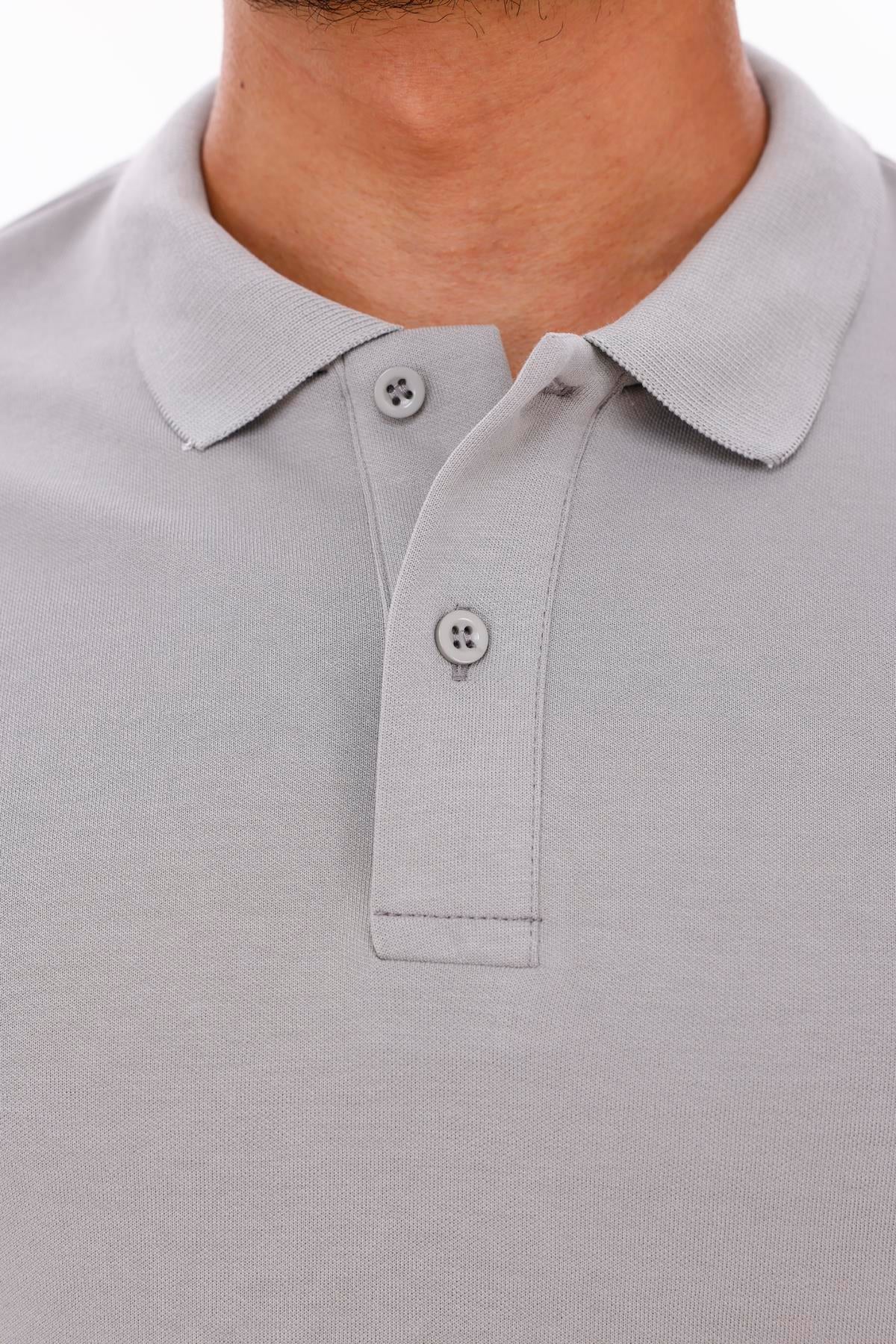 FİHA/7034-ERKEK POLO YAKA DOUBLEFACE TSHIRT - ULTIMATE GRAY